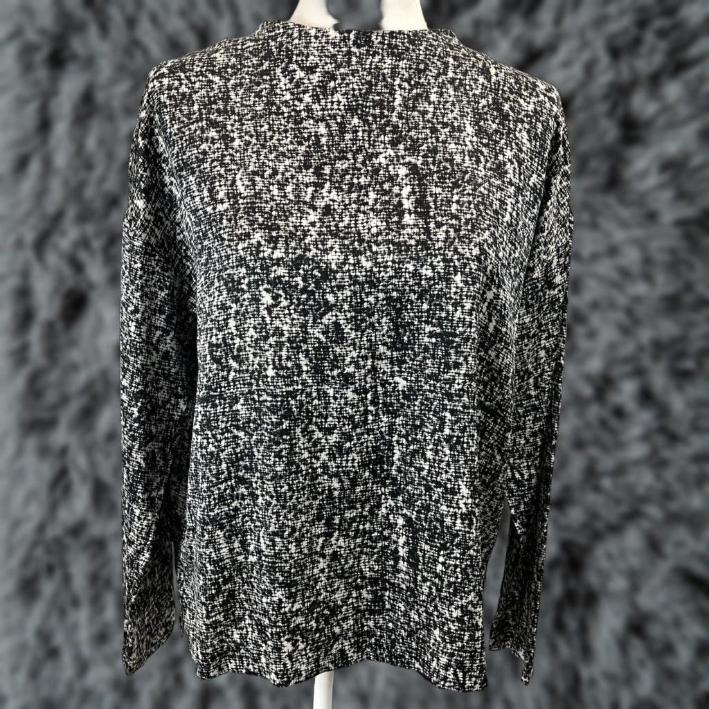 Eileen Fisher Eileen Fisher Blouse Silk Blend Funnel Neck Sz Small VGUC Black White Classic Multicolor Colorful Long Sleeve Regular Women Size S / US 4 / IT 40 - 1 Thumbnail