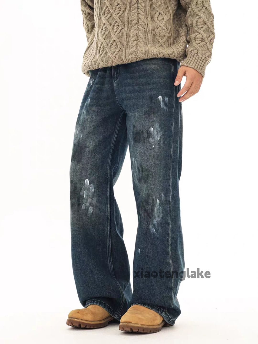 Jean Unisex outdoor utility loose baggy workwear stain jeans Size US 38 / EU 54 - 5 Thumbnail