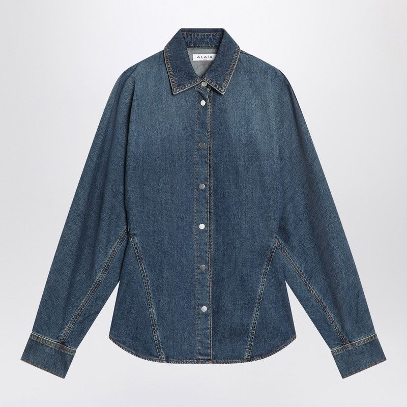 Alaia Alaia Rounded Blue Denim Shirt Size S / US 4 / IT 40 - 1 Thumbnail