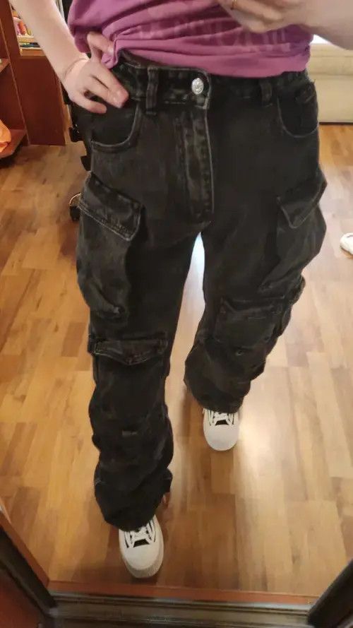 Designer Minimalistic denim pants with multiple pockets. Size US 30 / EU 46 - 2 Thumbnail