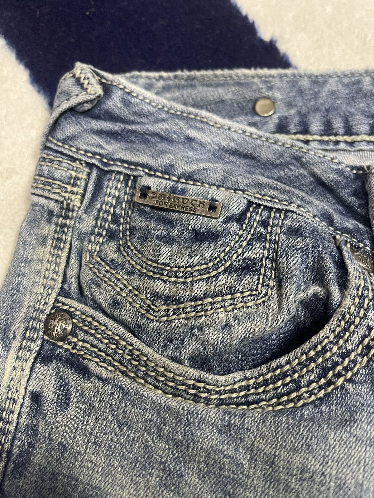 Japanese Brand Ne Rock for Express Distressed Flare Jeans (14) Size 33" - 15 Thumbnail