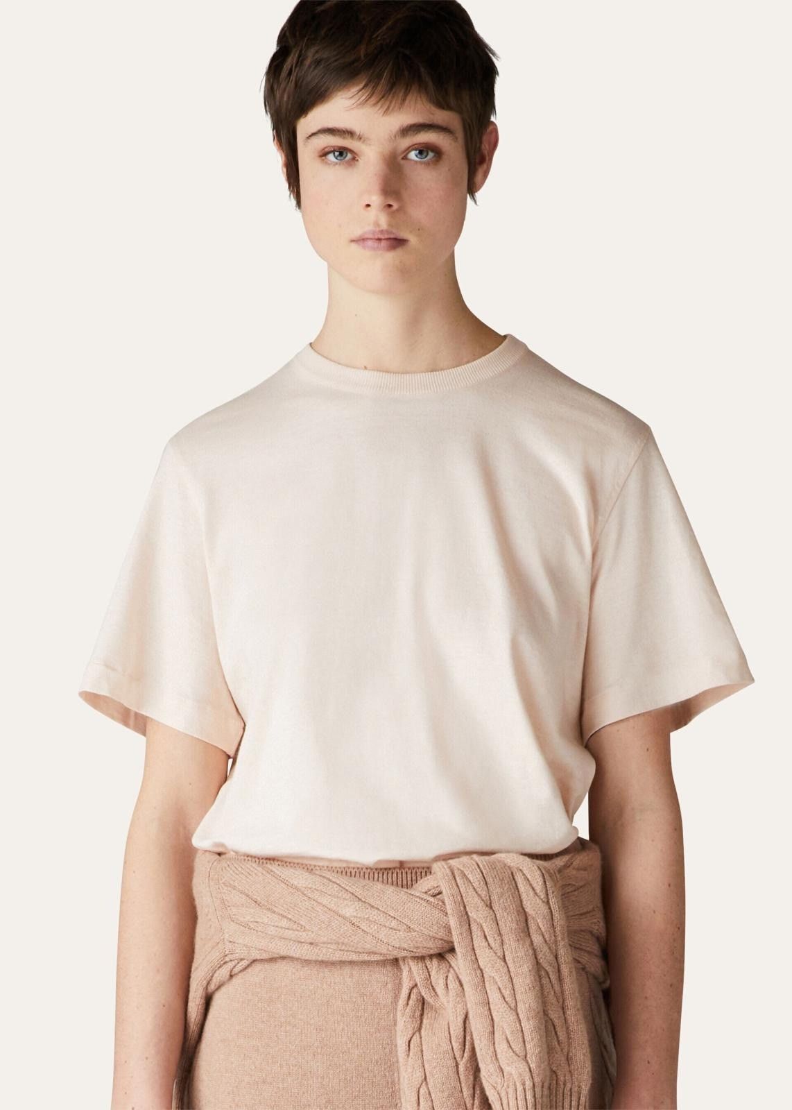 Loro Piana o1srvl11e0824 Hawke’S Short Sleeve T-Shirt in Light Pink Size L / US 10 / IT 46 - 2 Thumbnail