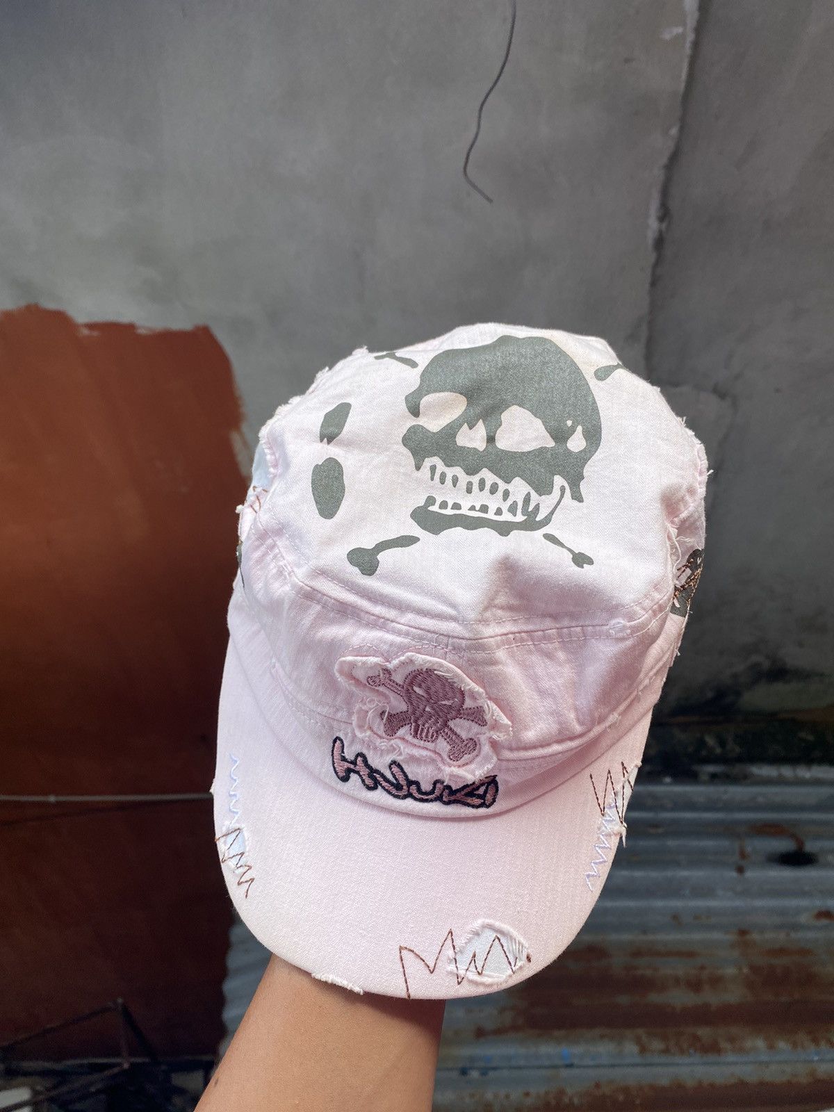 If Six Was Nine × Japanese Brand × Le Grande Bleu (L.G.B.) Skull distressed patrol cap Size ONE SIZE - 2 Thumbnail