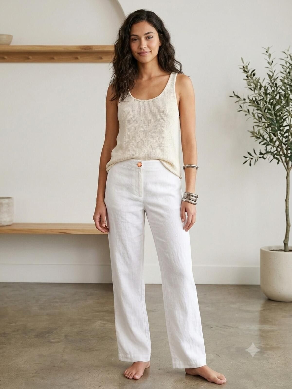 Other NYDJ Claire Linen Trouser White Straight Leg Pants 8 Size 30" / US 8 / IT 44 - 1 Thumbnail