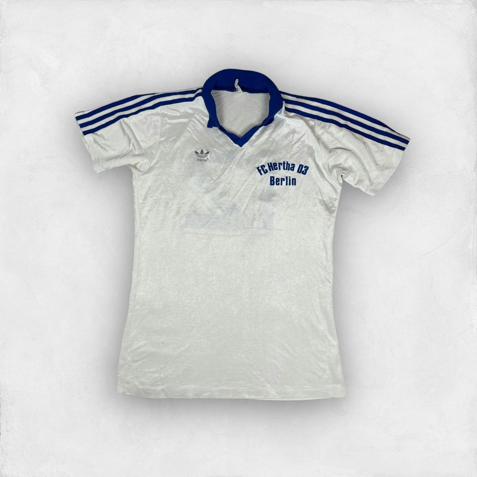 Adidas × Vintage Adidas 1980 White Hertha Berlin Football Club Jersey Small Size US S / EU 44-46 / 1 - 1 Thumbnail