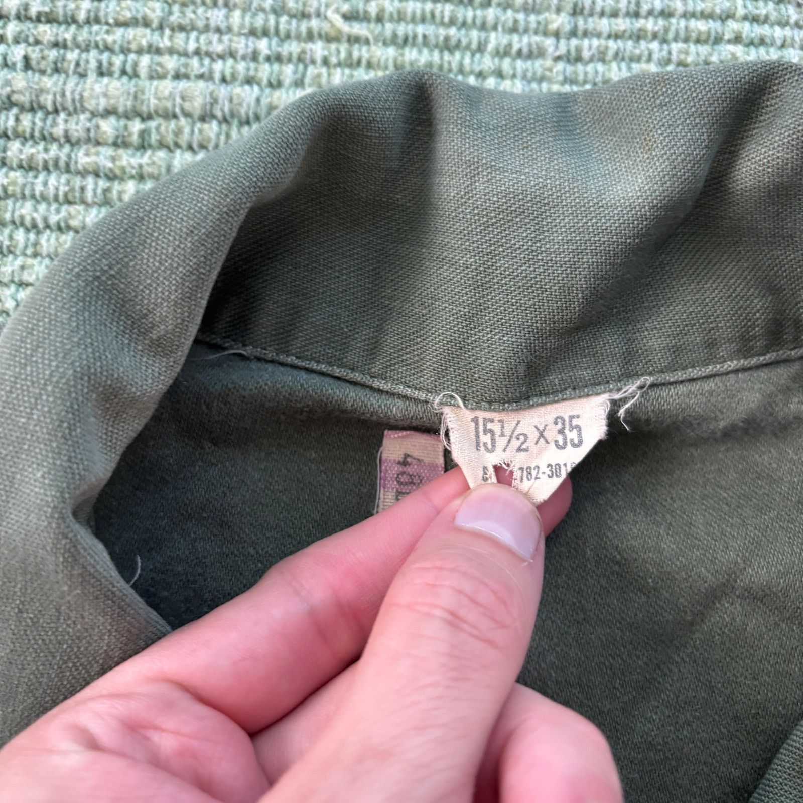 Vintage 60s Vtg OG-107 Green US Army Vietnam Fatigue Shirt Dressel Size US L / EU 52-54 / 3 - 3 Thumbnail