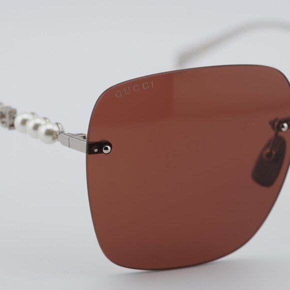 Gucci Gucci GG1923SA 002 Sunglasses Silver with Pearl Square Frame Size ONE SIZE - 5 Thumbnail