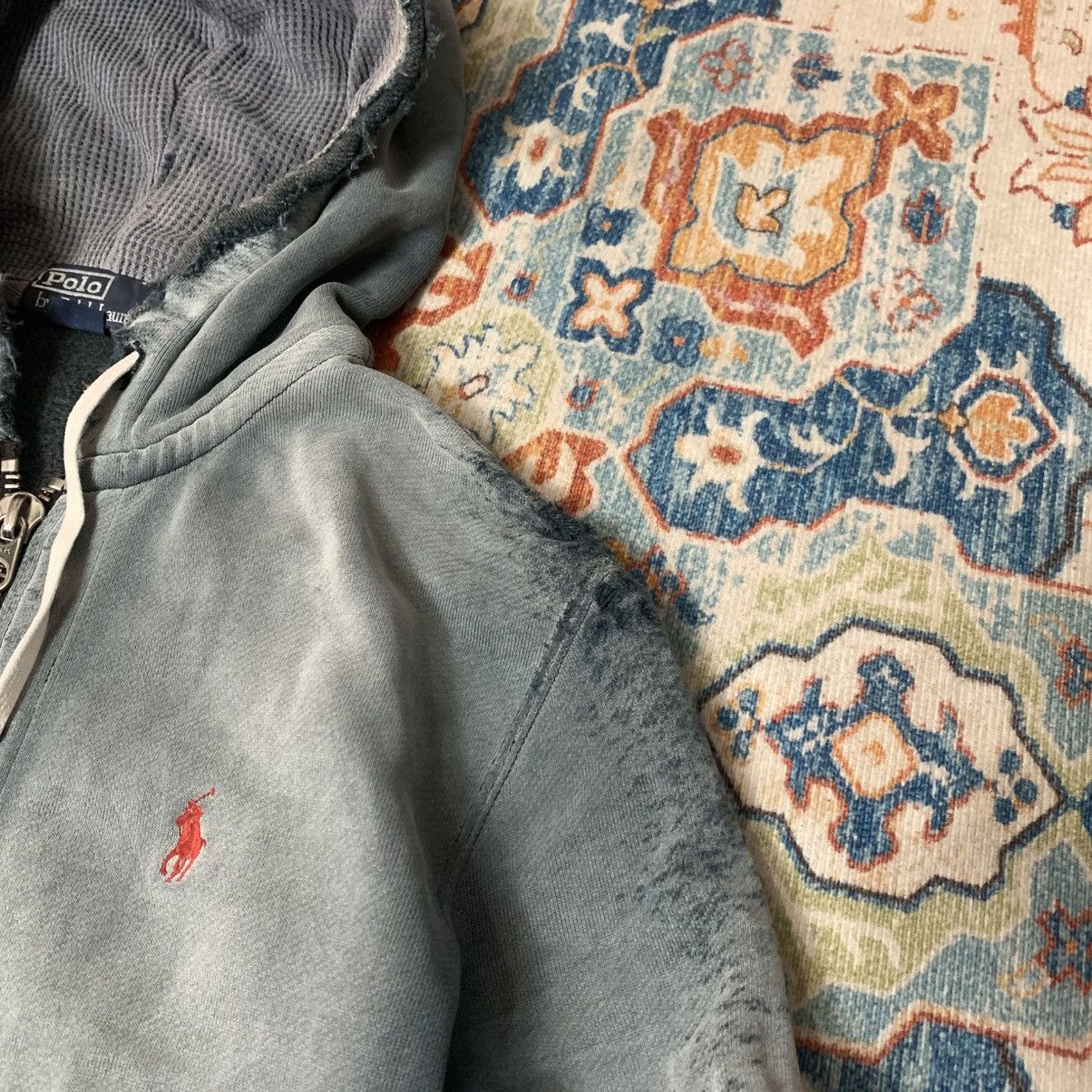 Vintage vintage thrashed thermal zip hoodie Size US M / EU 48-50 / 2 - 8 Thumbnail
