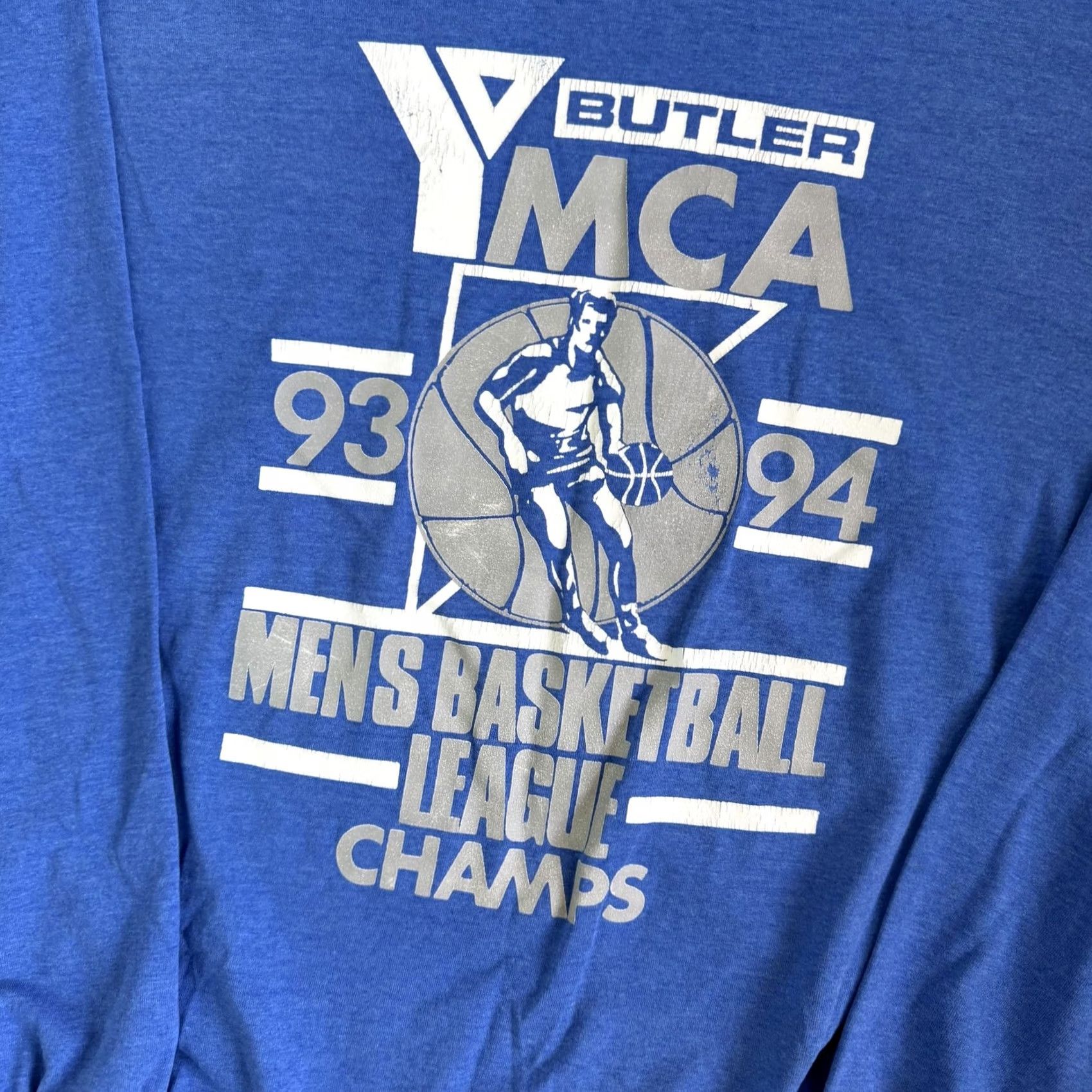 Fruit Of The Loom VINTAGE Butler YMCA Shirt Mens XL Blue 94 Basketball League Champs T-Shirt Size US XL / EU 56 / 4 - 2 Thumbnail