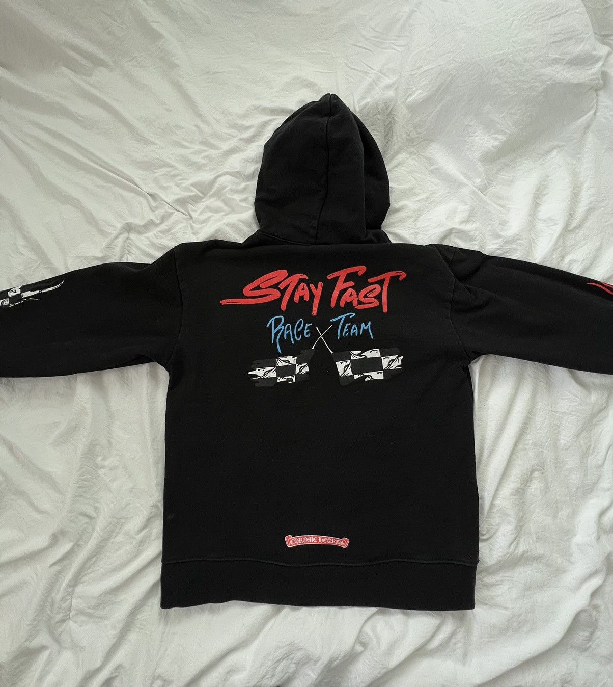 image of Chrome Hearts Stay Fast Pullover Hoodie in Black, Men's (Size Medium)