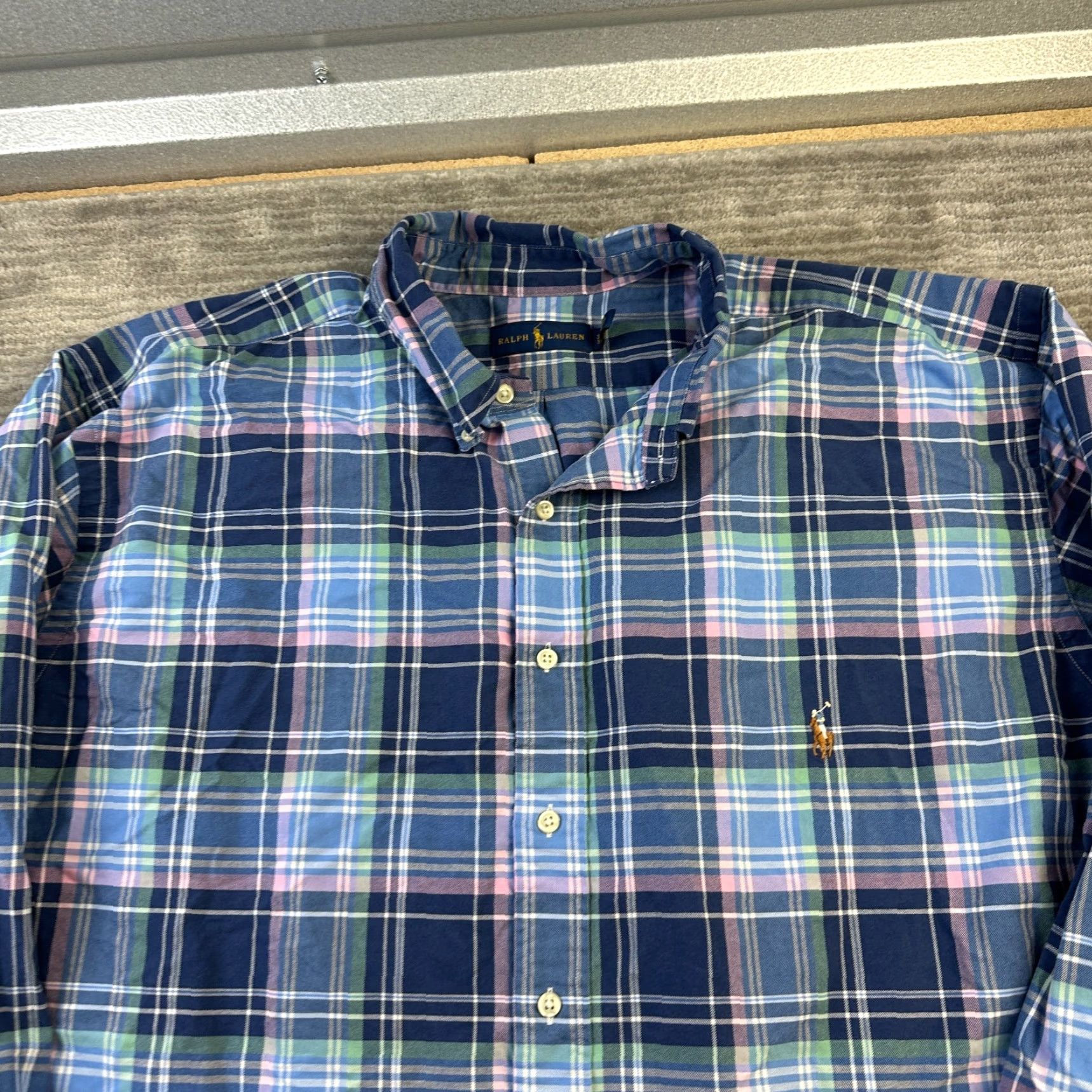 Polo Ralph Lauren Polo Ralph Lauren Shirt Mens 3XB 3XL Big Blue Button Up Pony Oxford Plaid Size US XXL / EU 58 / 5 - 3 Thumbnail