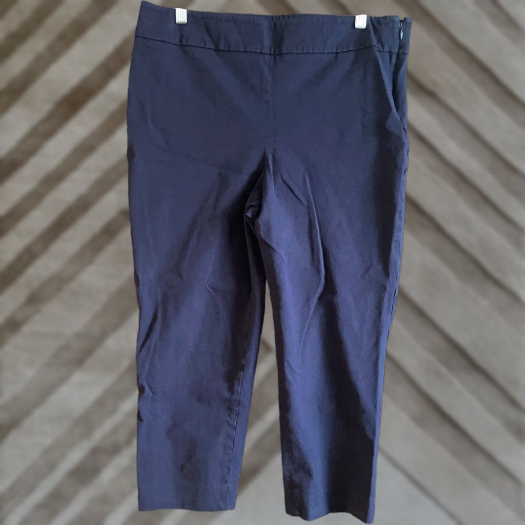 Talbots Talbots Navy Blue High Rise Chatham Crop Pants Side Zip Stretch 14 Women’s Workwear Casual Formal Cropped Plus Inseam 22 in 35 in Waist Size 36" / US 14 / IT 50 - 1 Thumbnail
