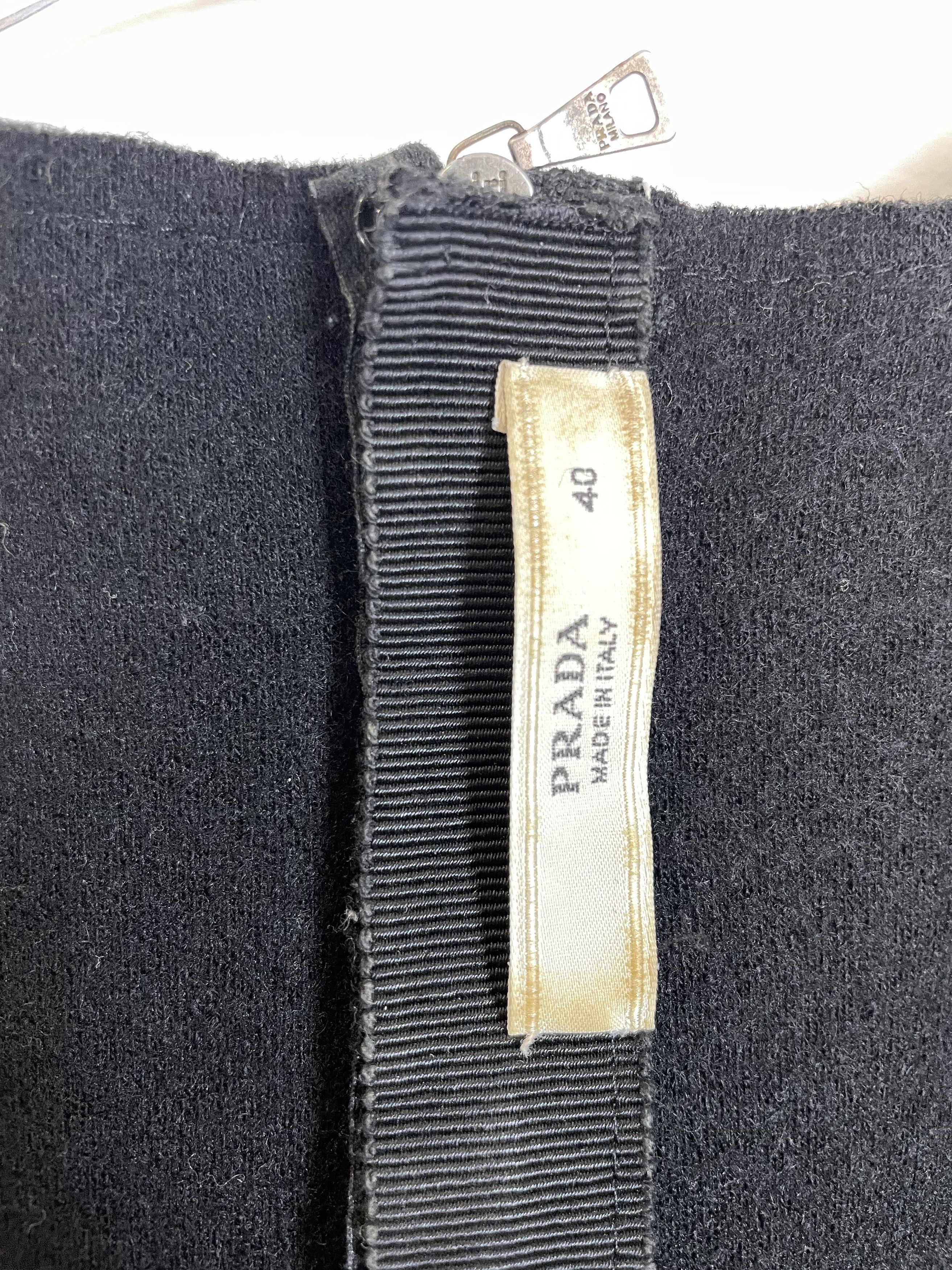 Prada Black Wool Vinyl Trim Detail Dress | Size IT 40 UK 8 Small Size XS / US 0-2 / IT 36-38 - 3 Thumbnail