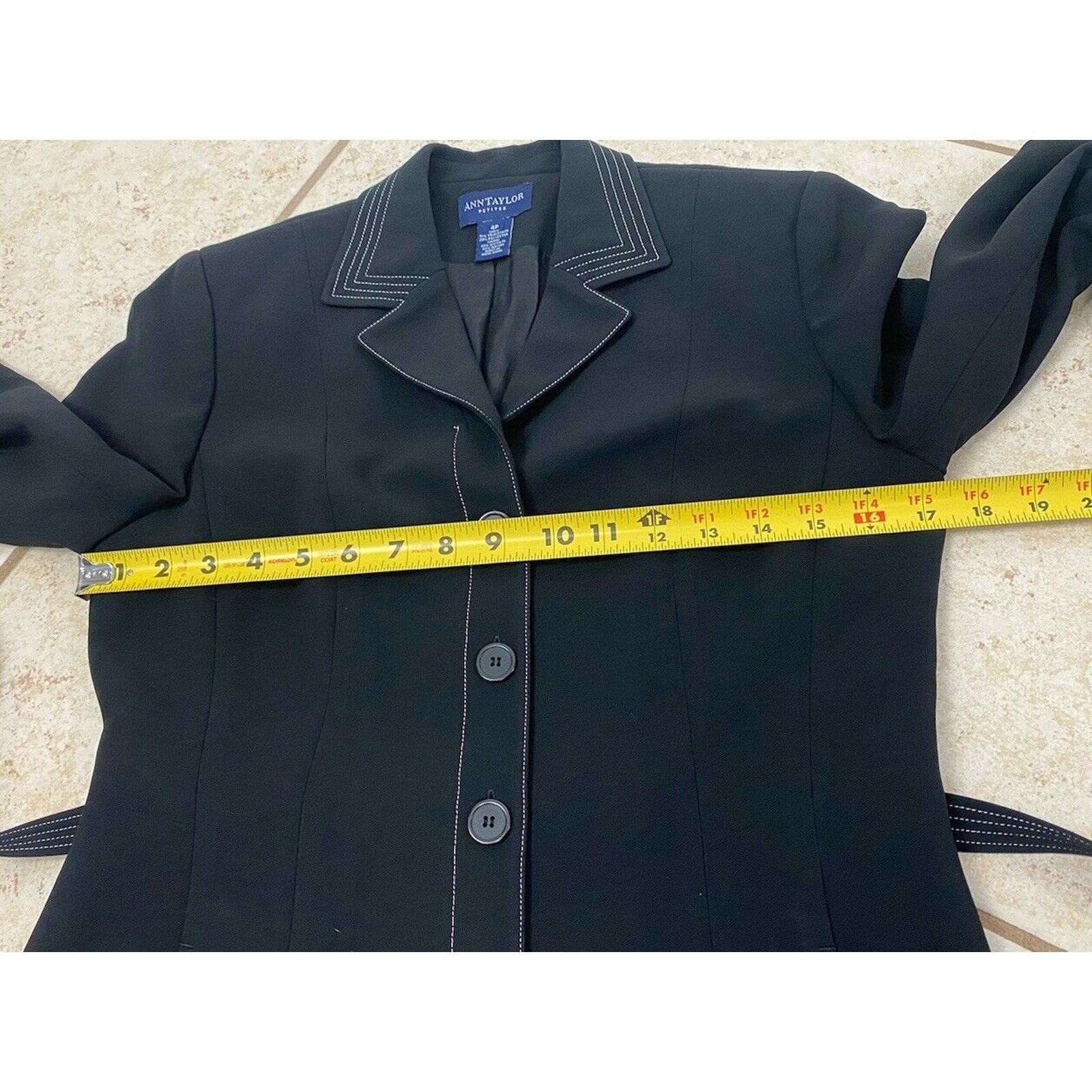 Ann Taylor Ann Taylor Coat Dress 4P Black Collared Button Down Belted Size S / US 4 / IT 40 - 7 Thumbnail