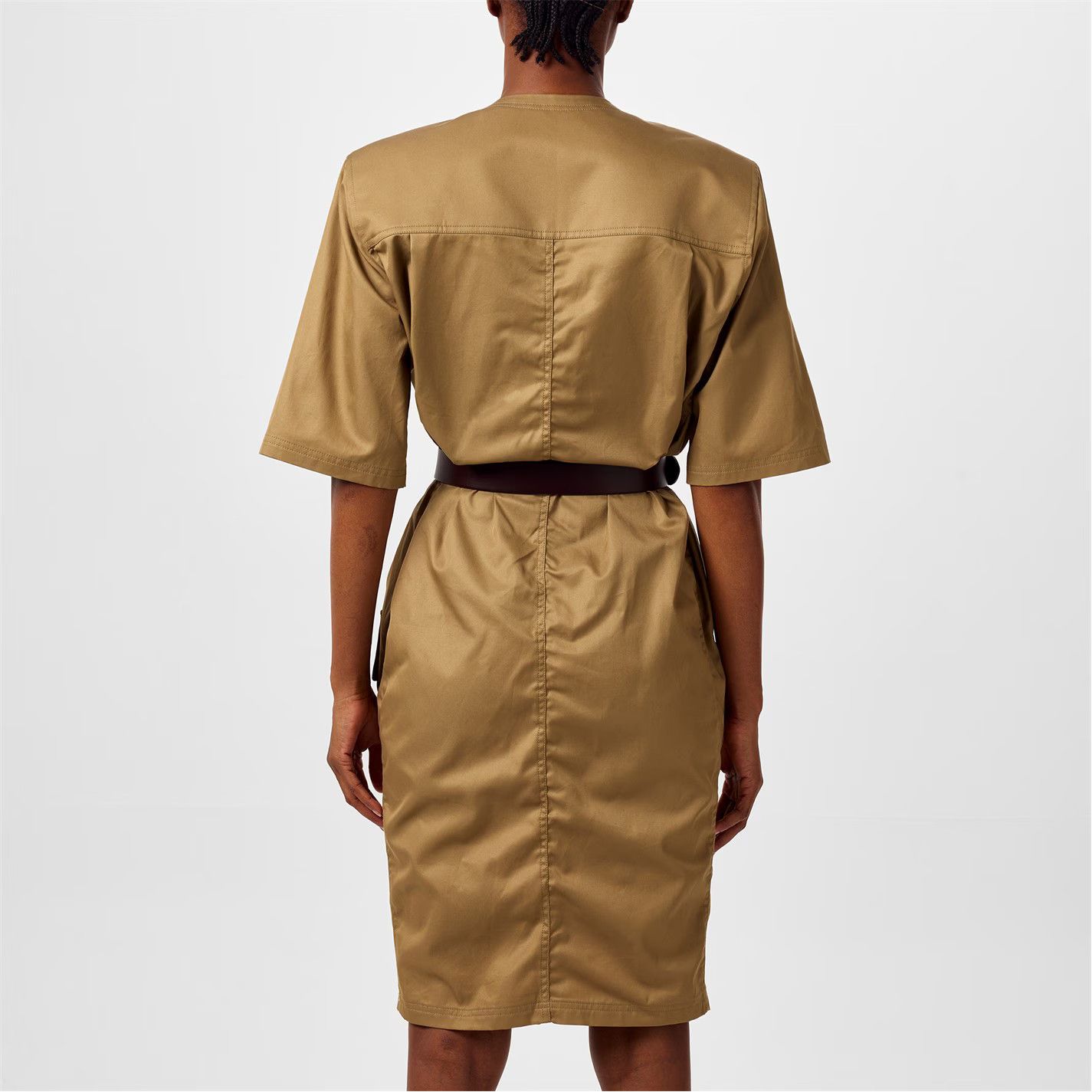Saint Laurent Paris o1y0126 Belt Midi Dress in Beige Size M / US 6-8 / IT 42-44 - 5 Thumbnail