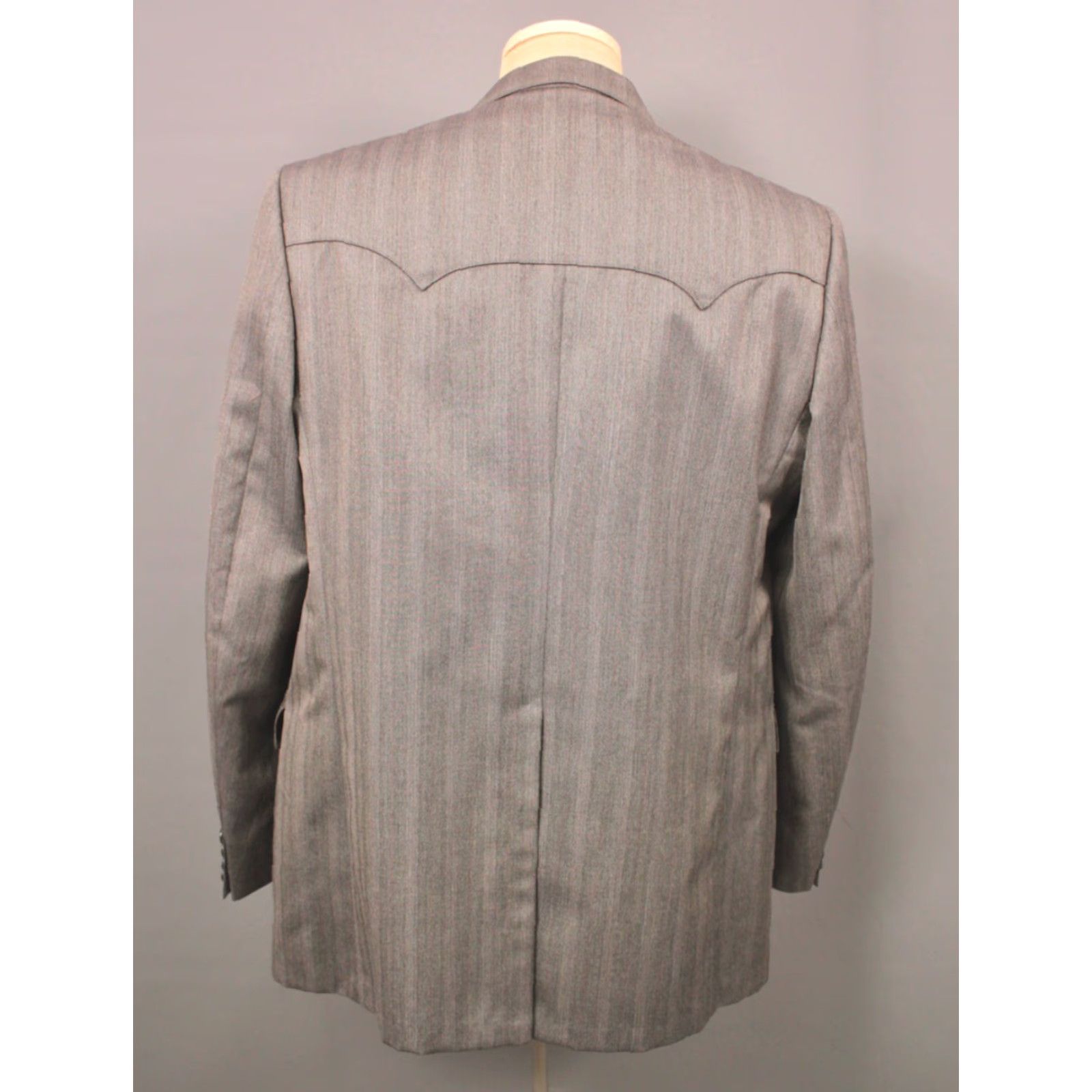Vintage VINTAGE Men's 70s 80s Grey Western Leisure Suit 2 PC Sz L Wool 1970s 1980s Disco Dallas Western Apparel Mens Gray Wool Blend Suit Size 42R - 4 Thumbnail