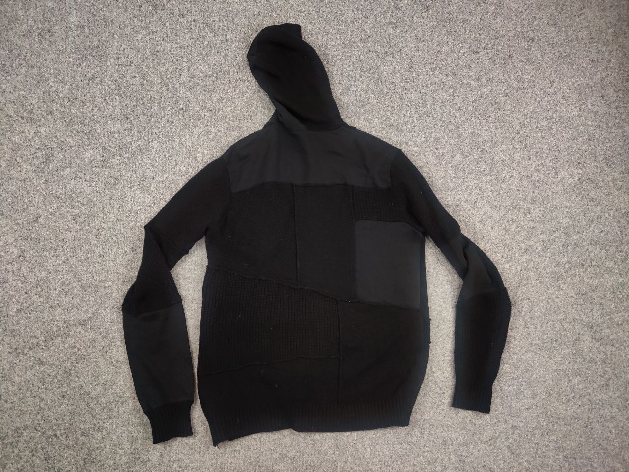 Diesel Diesel Patchwork Wool Blend Black Zip Mens Hoodie Y2K Style Size US XL / EU 56 / 4 - 10 Thumbnail