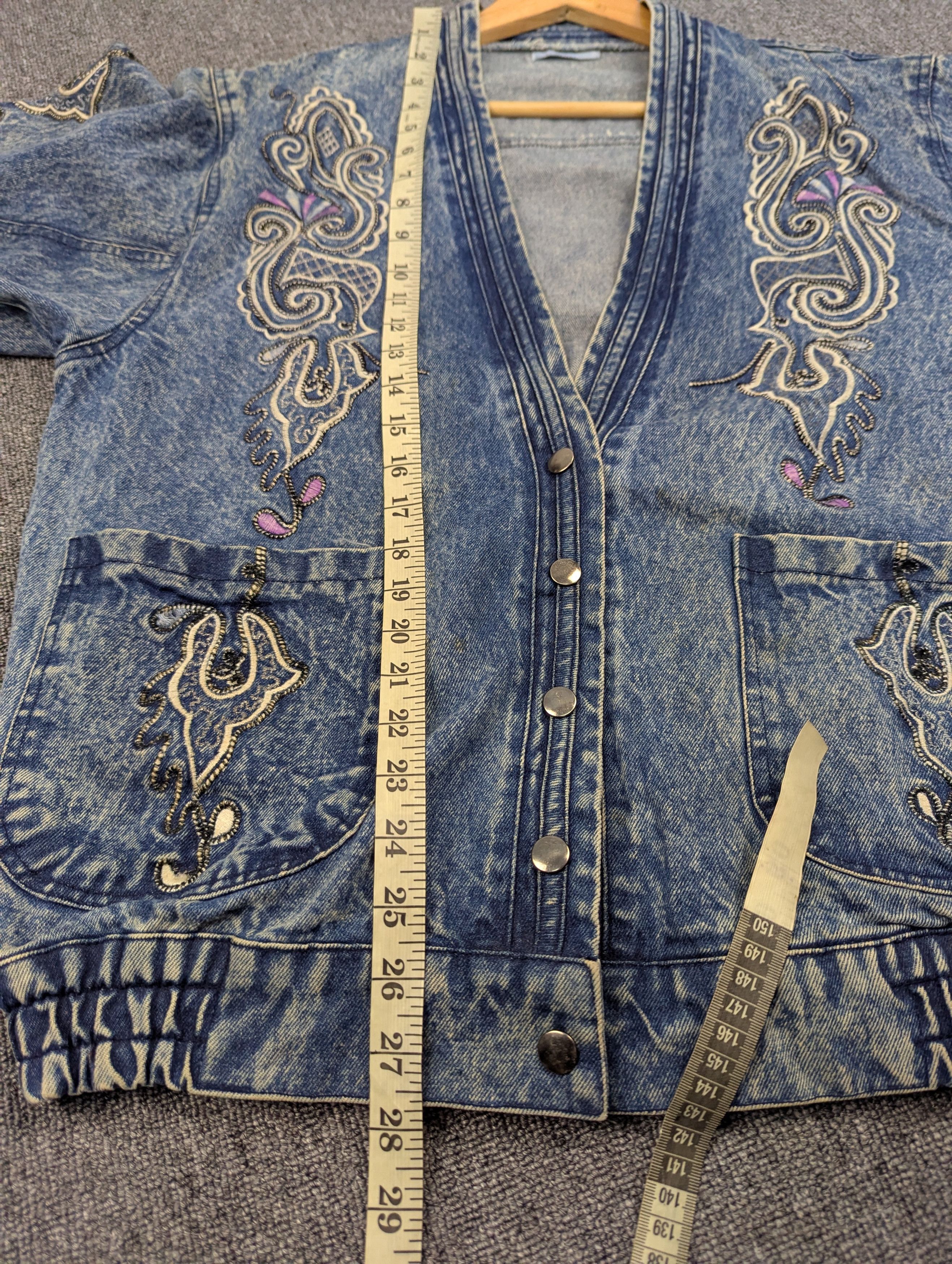 Vintage Corrose Cardigan Embroidery Denim Jacket
