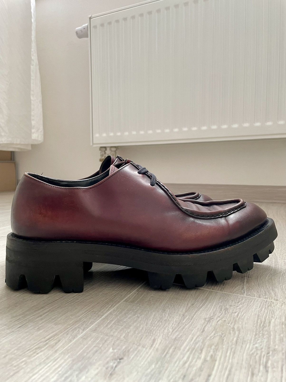 Prada Rare Prada FW13 Runaway Calfskin Burgundy Lug Sole Creepers Size US 9 / EU 42 - 18 Thumbnail