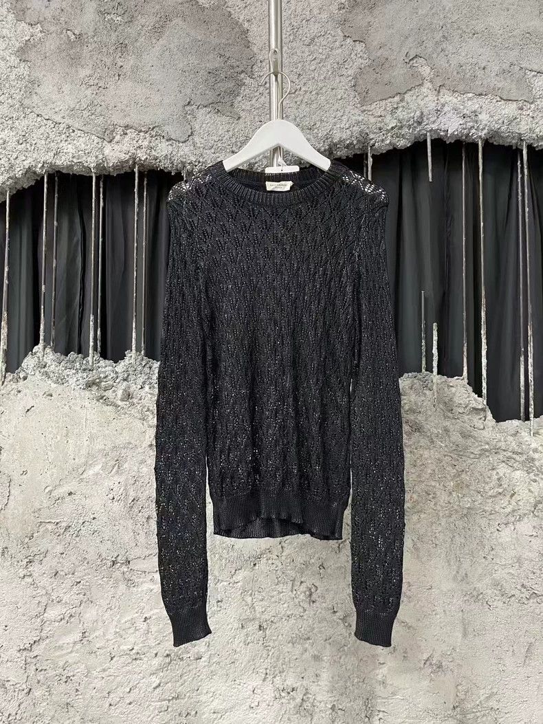 Yves Saint Laurent saint laurent Black cutout rhombus logo long sleeve 2503-Ne Size US S / EU 44-46 / 1 - 1 Thumbnail
