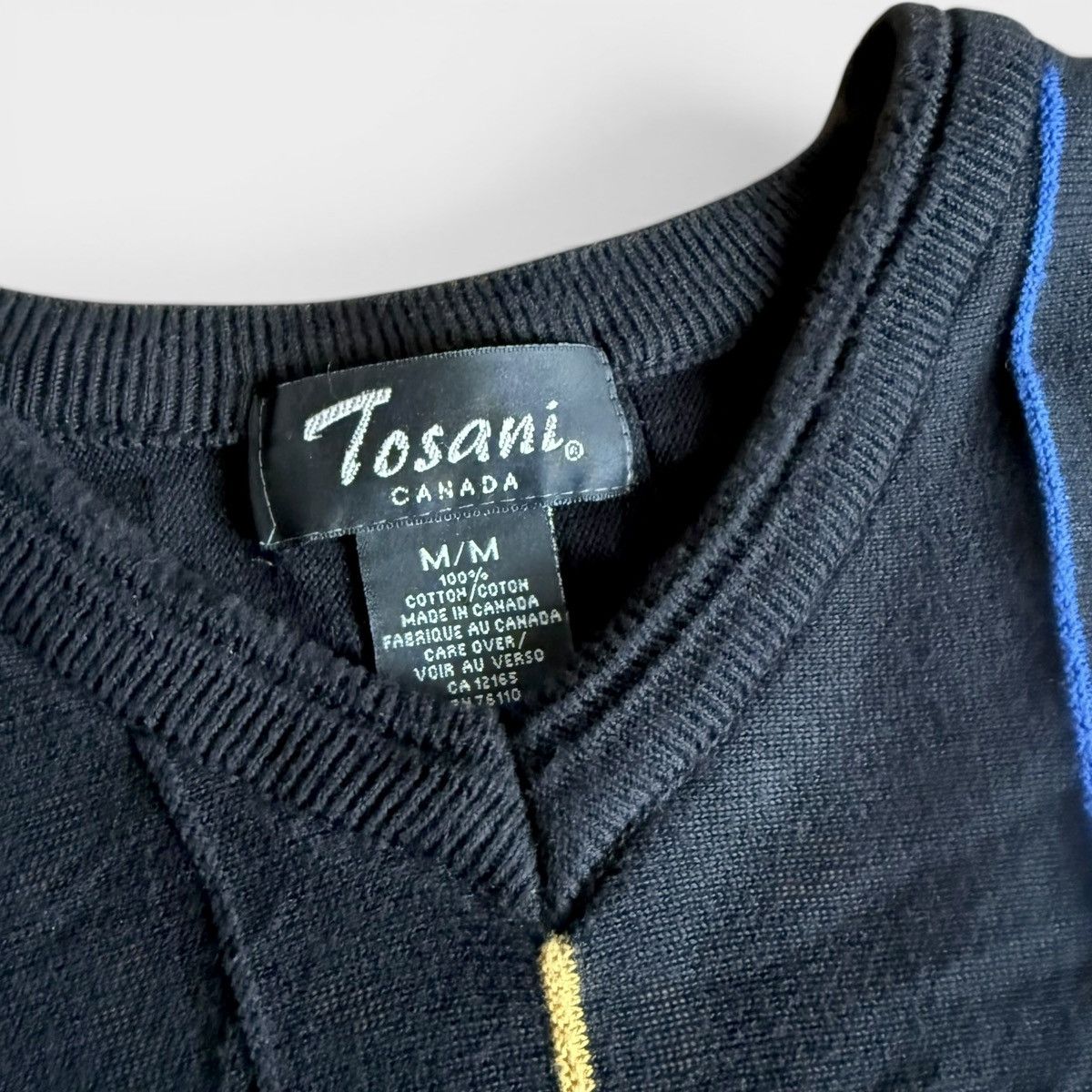 Vintage Vintage Tosani Canada "Coogi Style" Textured Knit V-Neck Size US M / EU 48-50 / 2 - 3 Thumbnail