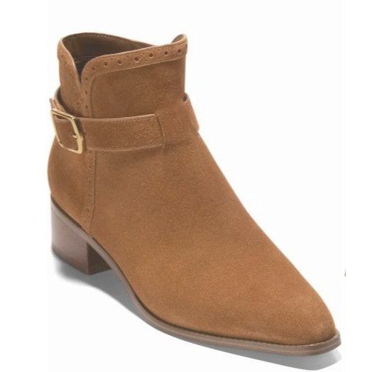 Cole Haan Cole Haan Womens Brown Suede Side Zip Up Norella Buckle Ankl Size US 8 / IT 38 - 12 Thumbnail