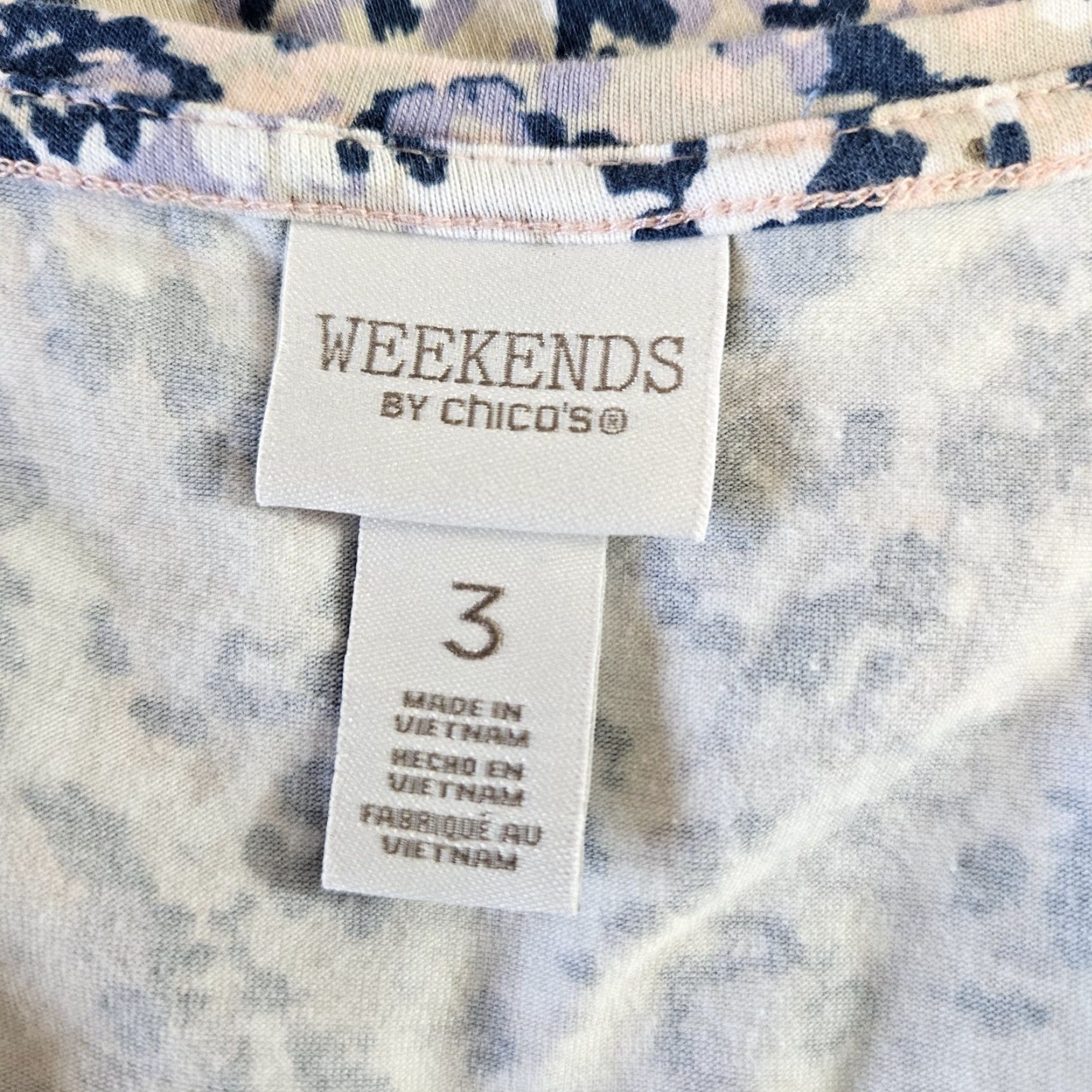 Vintage Chico's Weekends Womens Top XL Pink Beige Short Sleeve Cotton Blend Shirt Women XL Pink Beige Size XL / US 12-14 / IT 48-50 - 5 Thumbnail