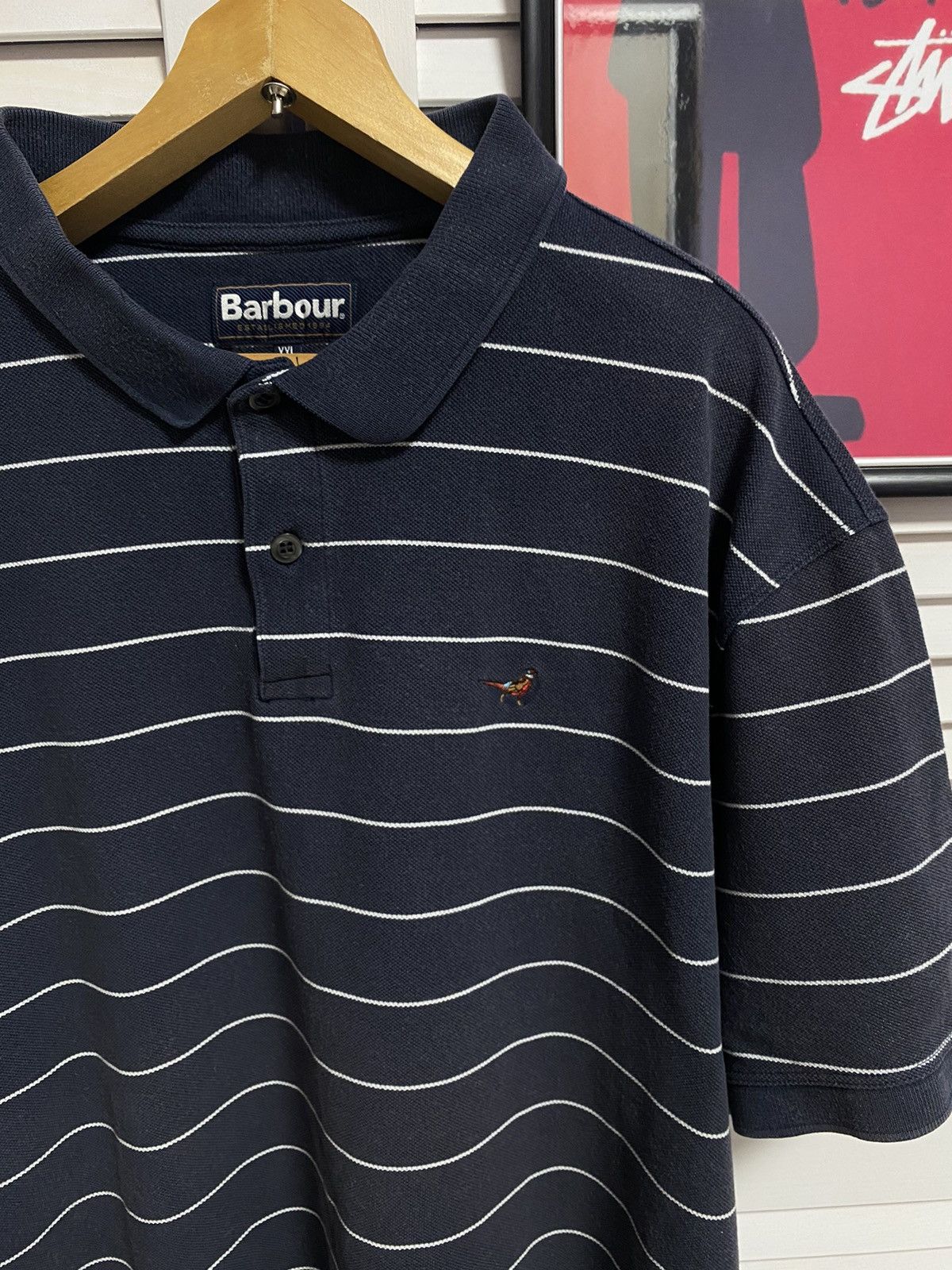 Barbour Vintage 00s Polo Shirt Barbour Striped Retro Casual Size US XL / EU 56 / 4 - 4 Thumbnail