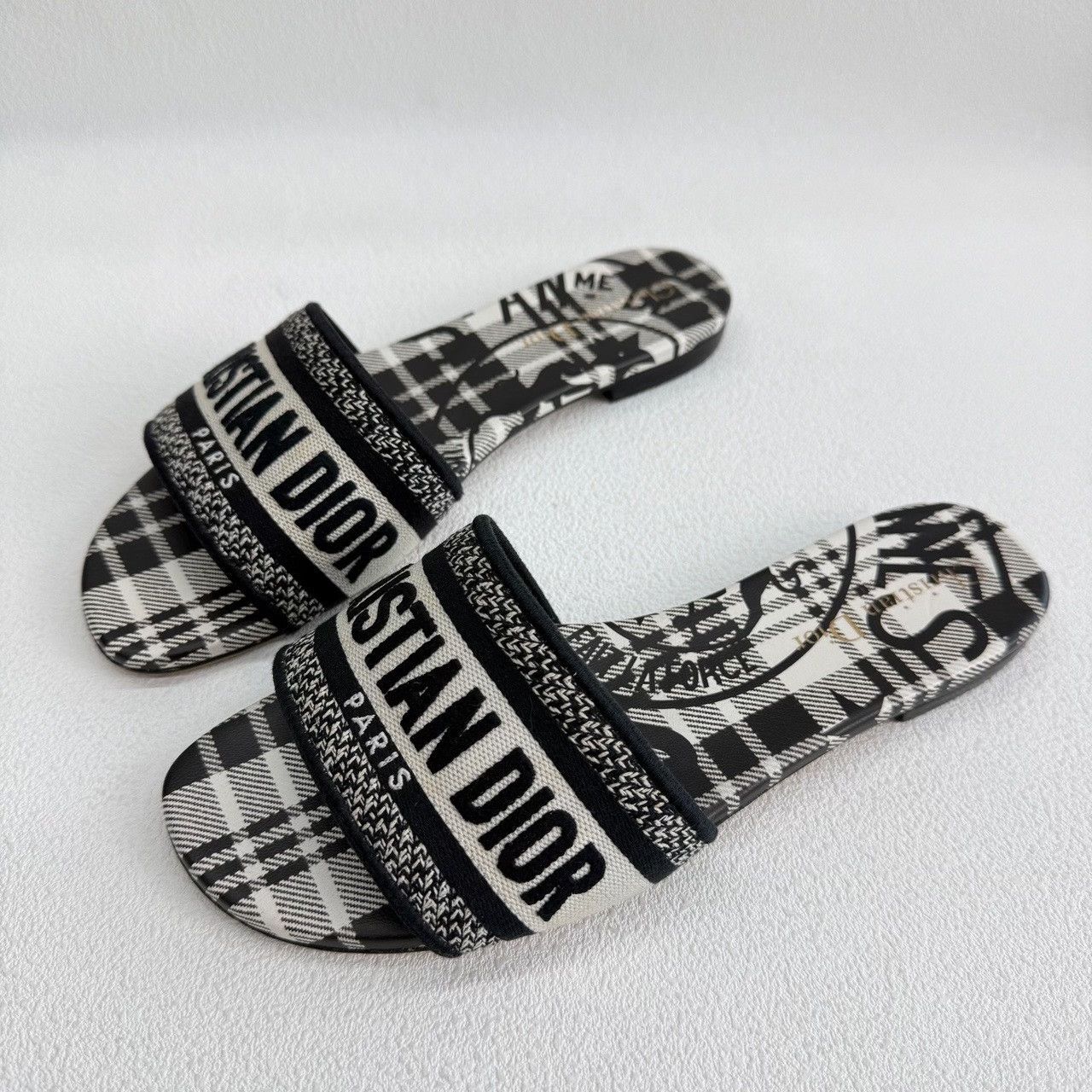 Dior Dior Embroidered Plaid Black Sandals us_6-5 Women Size US 6.5 / IT 36.5 - 1 Thumbnail