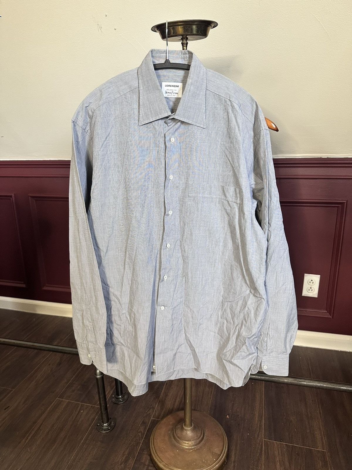 Other LORENZINI exclusive blue/gray micro check shirt Italy Size US L / EU 52-54 / 3 - 1 Thumbnail