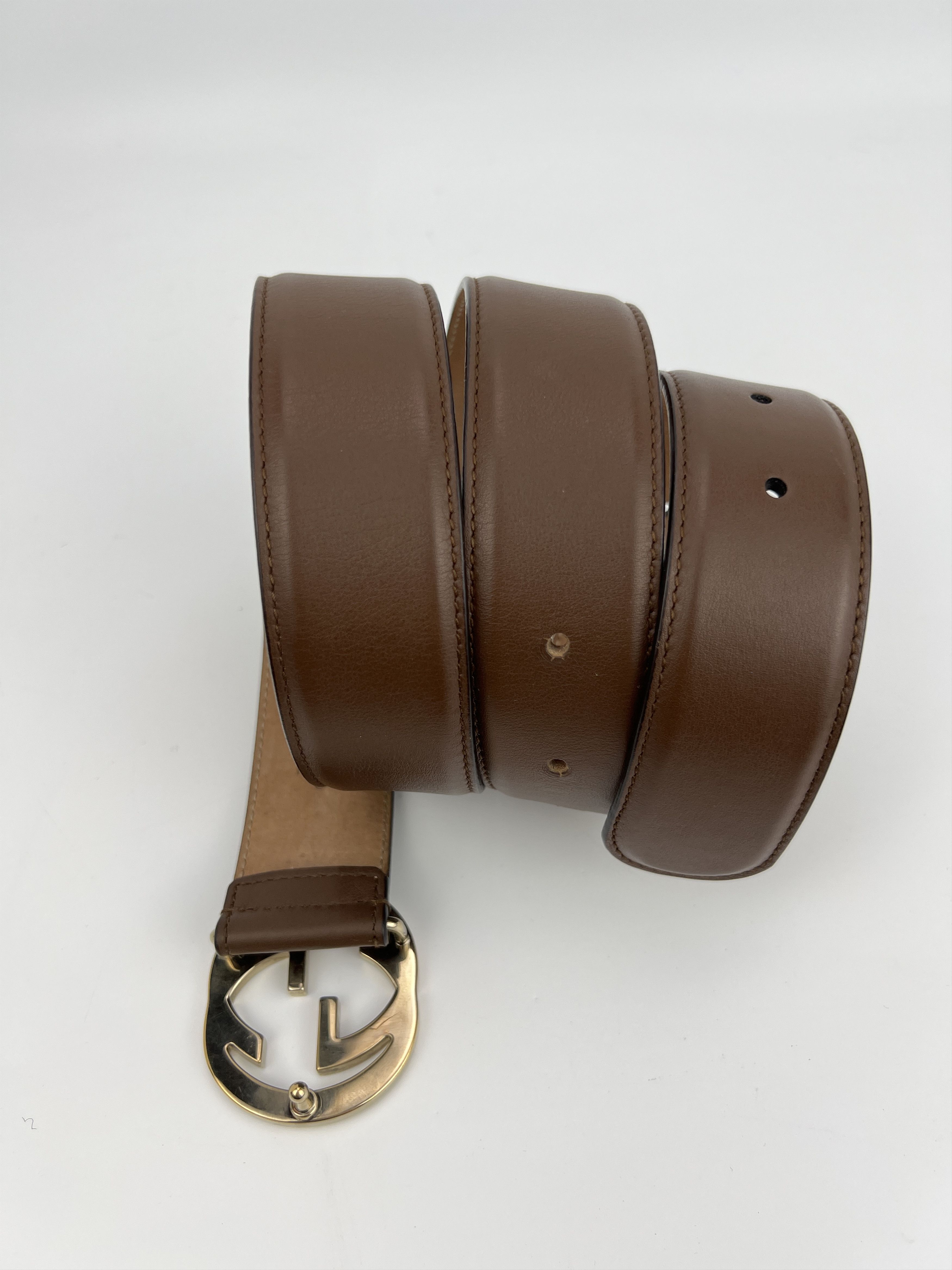 Gucci Gucci GG Logo Buckle Brown Leather Belt Size ONE SIZE - 5 Thumbnail
