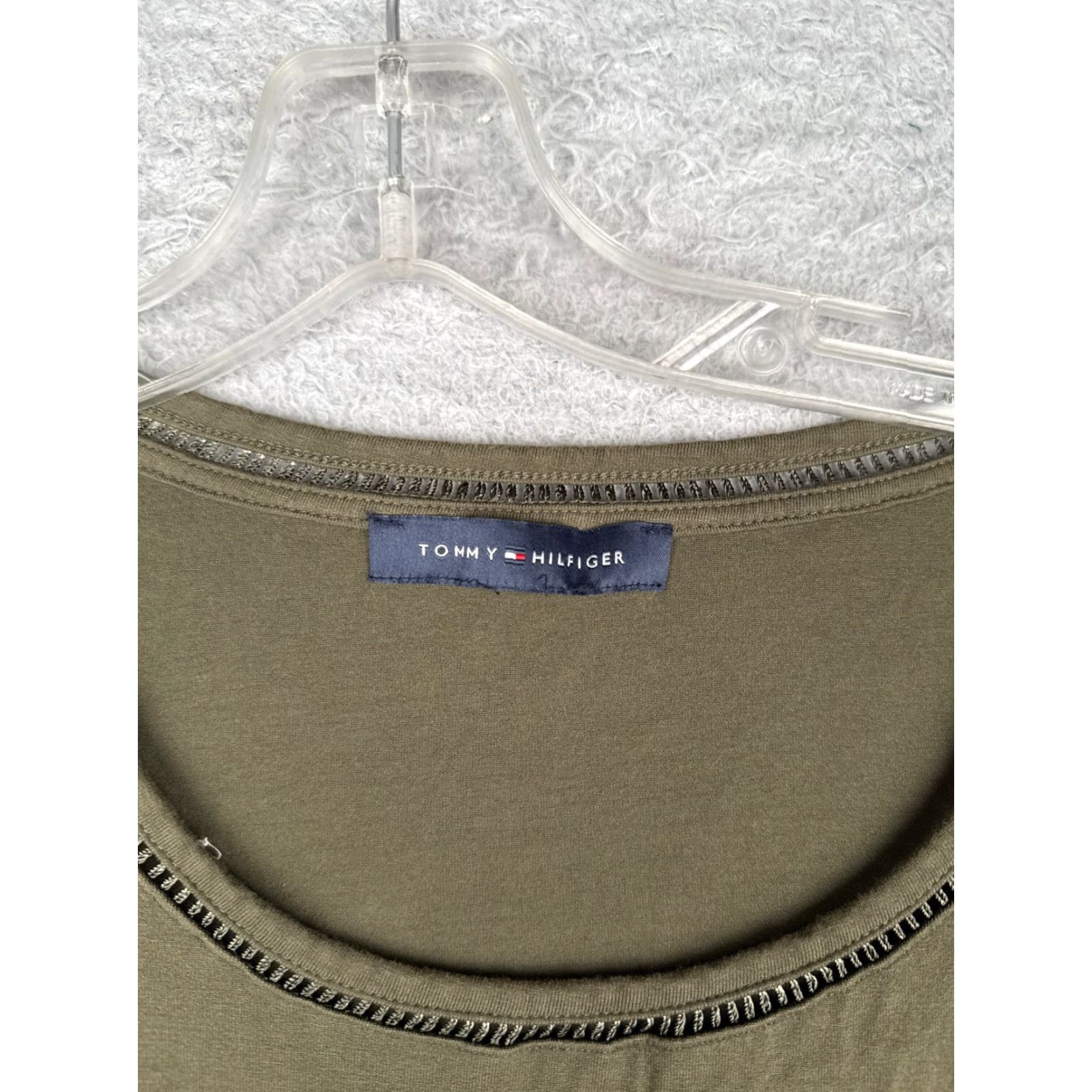 Tommy Hilfiger Tommy Hilfiger Shirt Women L Green Crew Neck Short Sleeve Viscose Blend Jersey Logo Size L / US 10 / IT 46 - 6 Thumbnail