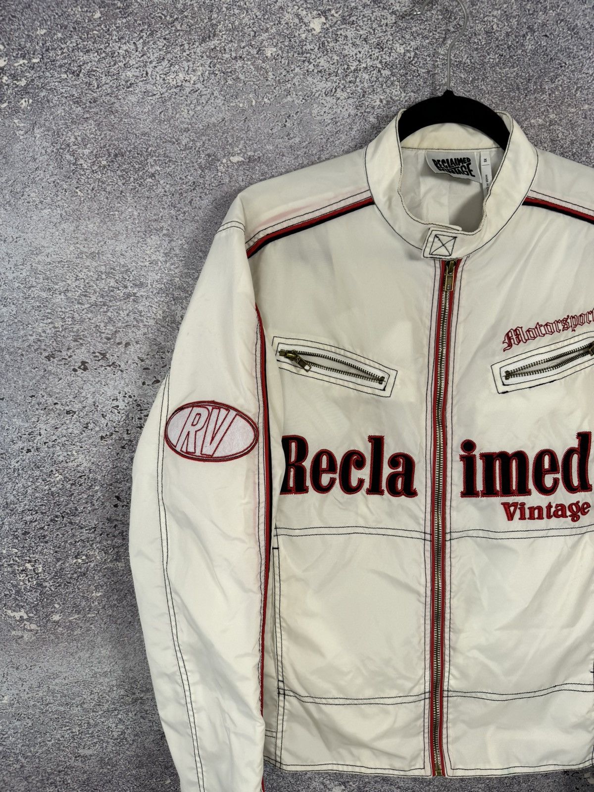 Vintage Reclaimed Vintage Biker Jacket Nylon White Men’s XS size Size US XS / EU 42 / 0 - 2 Thumbnail