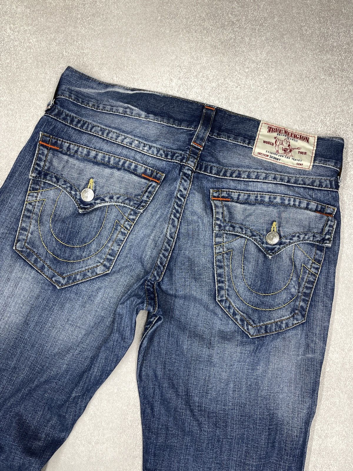 True Religion Mens True Religion Flap OM Denim Jeans With Holes Size 33 Size US 33 - 3 Thumbnail