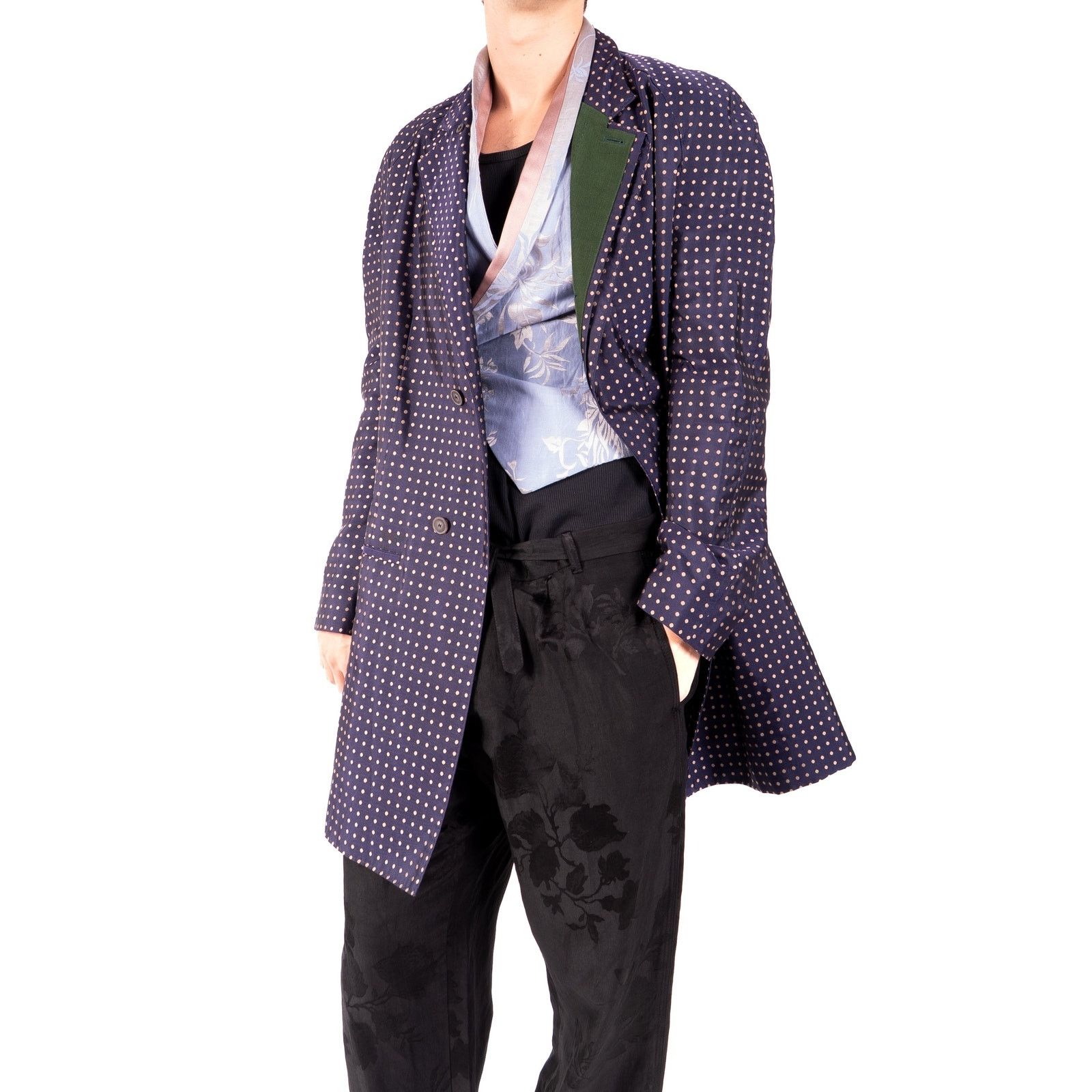 Haider Ackermann SS14 Classic Raglan Coat in Blue & Gold Silk Jacquard Size US XL / EU 56 / 4 - 2 Thumbnail