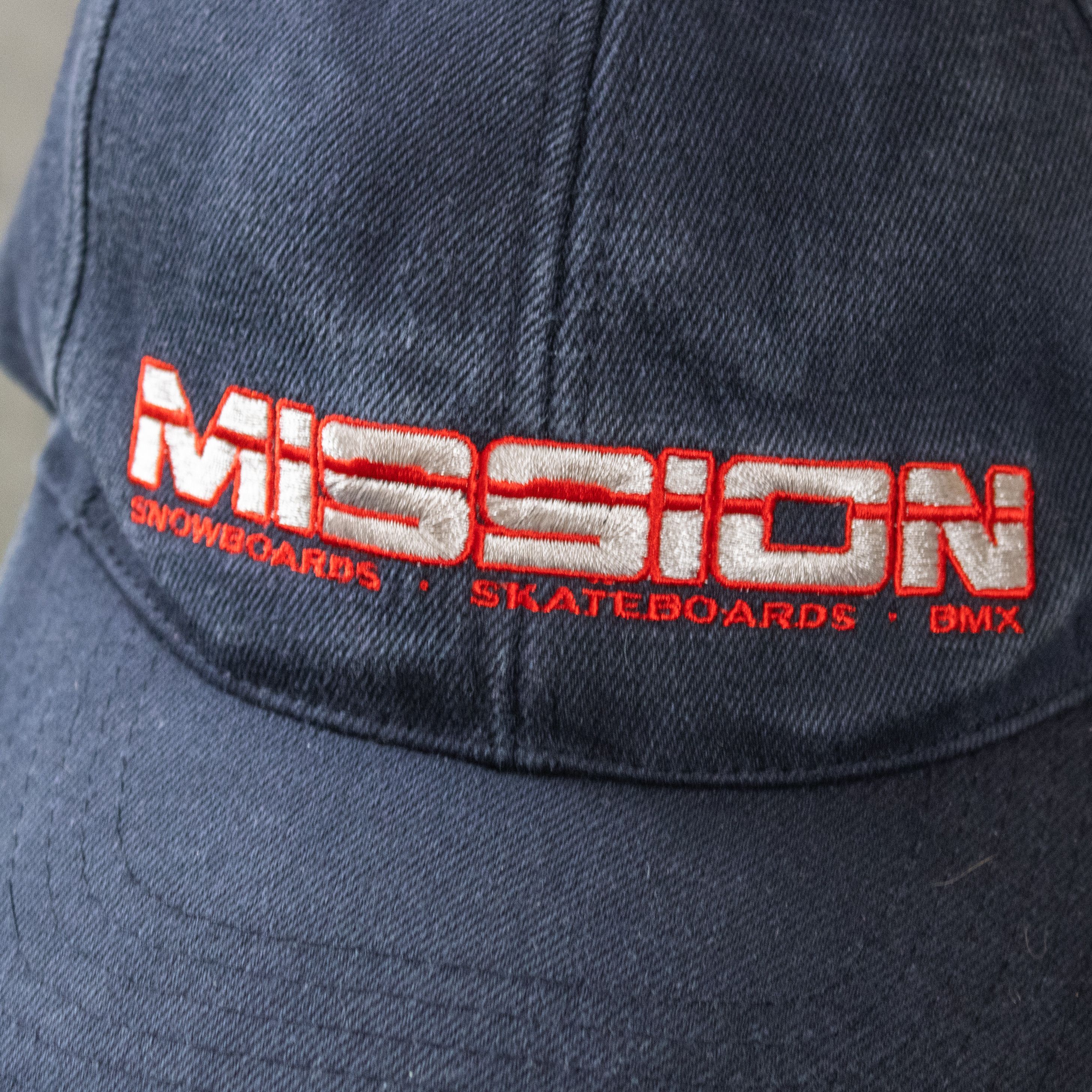 Japanese Brand Vintage 1990's Mission BMX Fitted Faded Denim Fitted Hat Size ONE SIZE - 2 Thumbnail