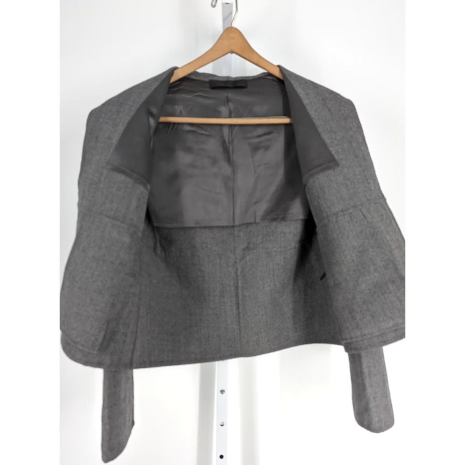 Donna Karan Donna Karan Collection Blazer Wool Open Jacket Gray Vintage Women Medium 6 Italy Blazer Coat Size M / US 6-8 / IT 42-44 - 3 Thumbnail