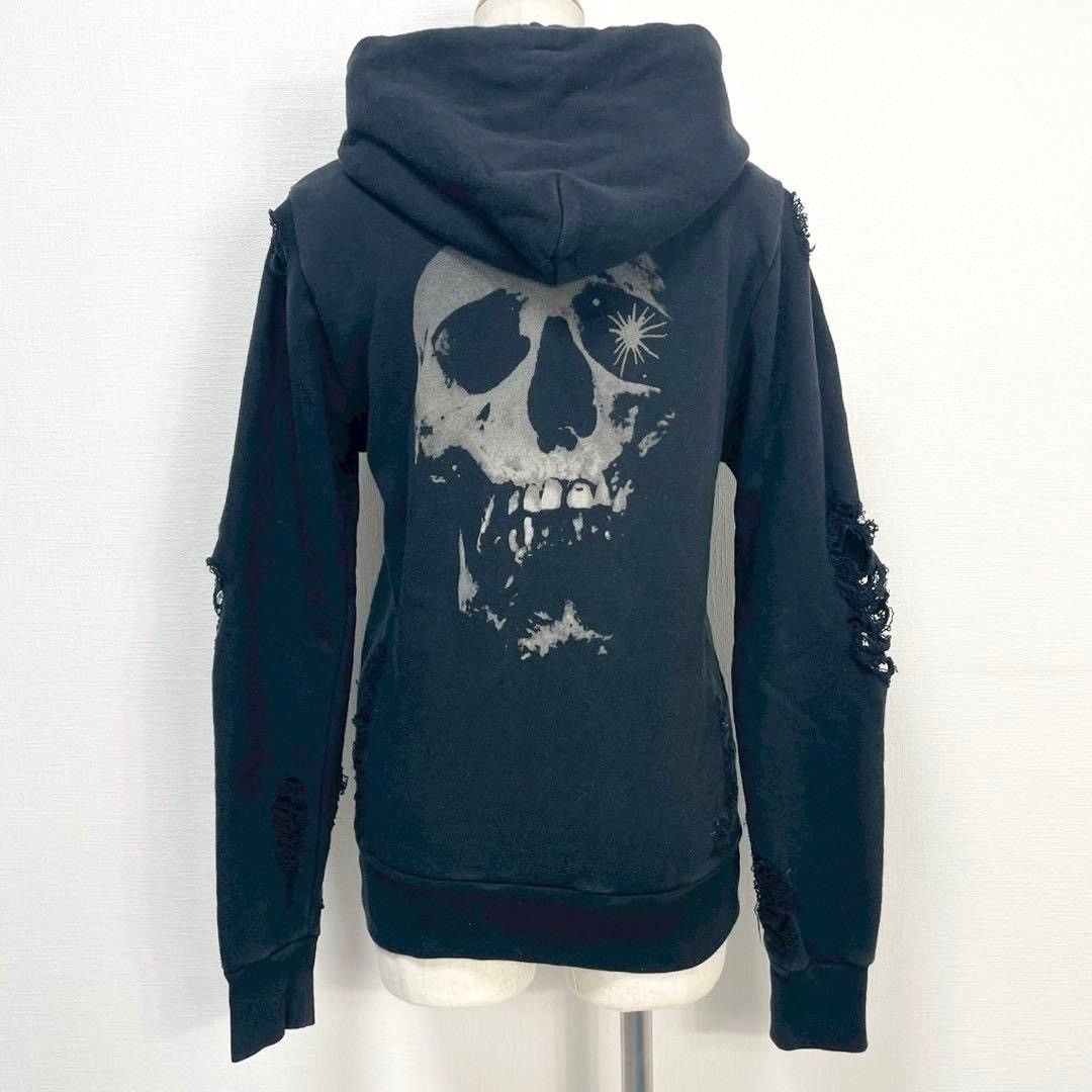 y2k❤️00s HYSTERIC GLAMOUR スカル デカロゴジップパーカー Hysteric Glamour Glamour Pirate Skull Zip Up Hoodie Thick Material