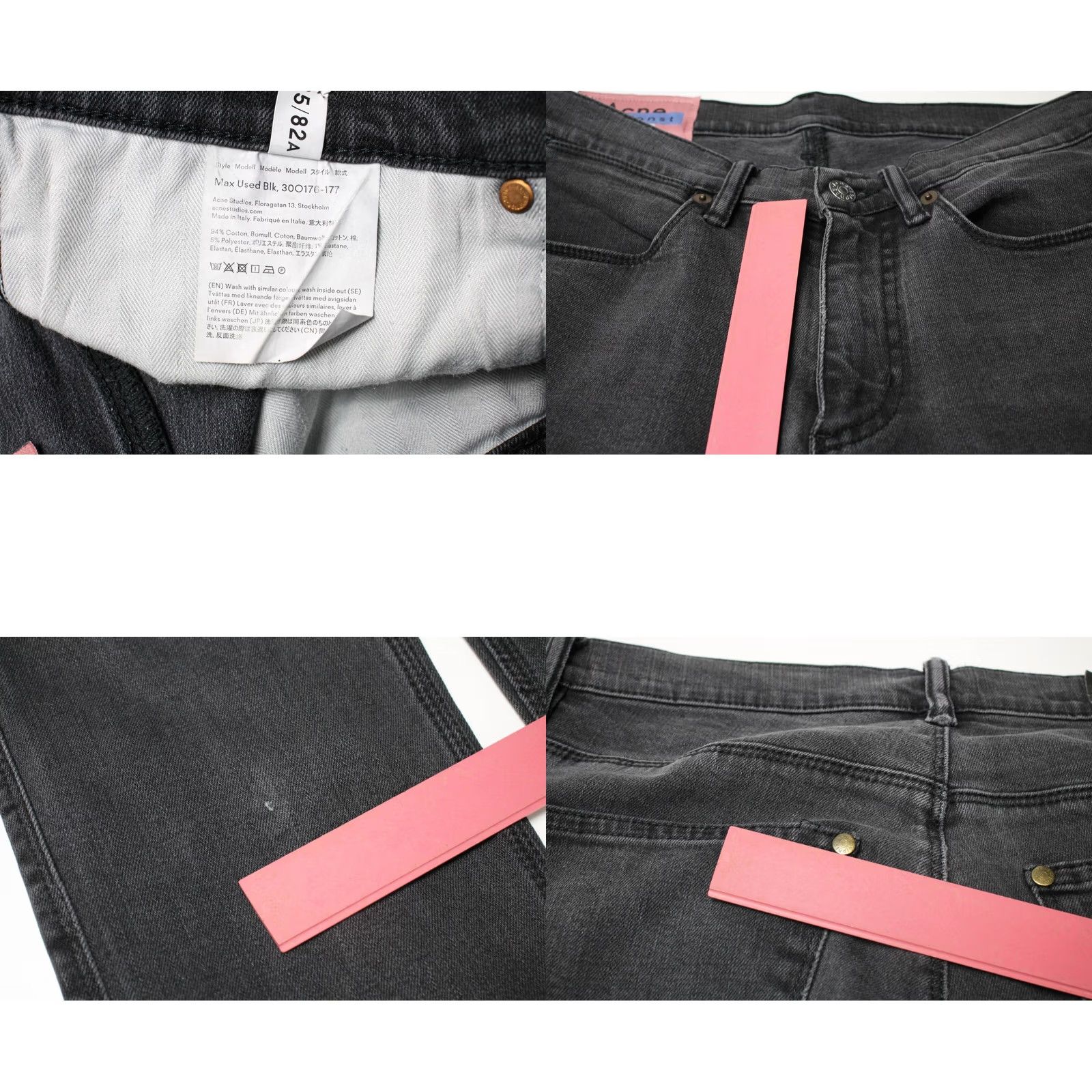 Acne Studios ACNE STUDIOS Jeans Men's W30/L34 Slim Washed Black Zip Fly Blocked By Slight Wear Max Used Blk Slim Fit Zip Fly Jeans Men W30/L34 Black Size US 30 / EU 46 - 8 Thumbnail