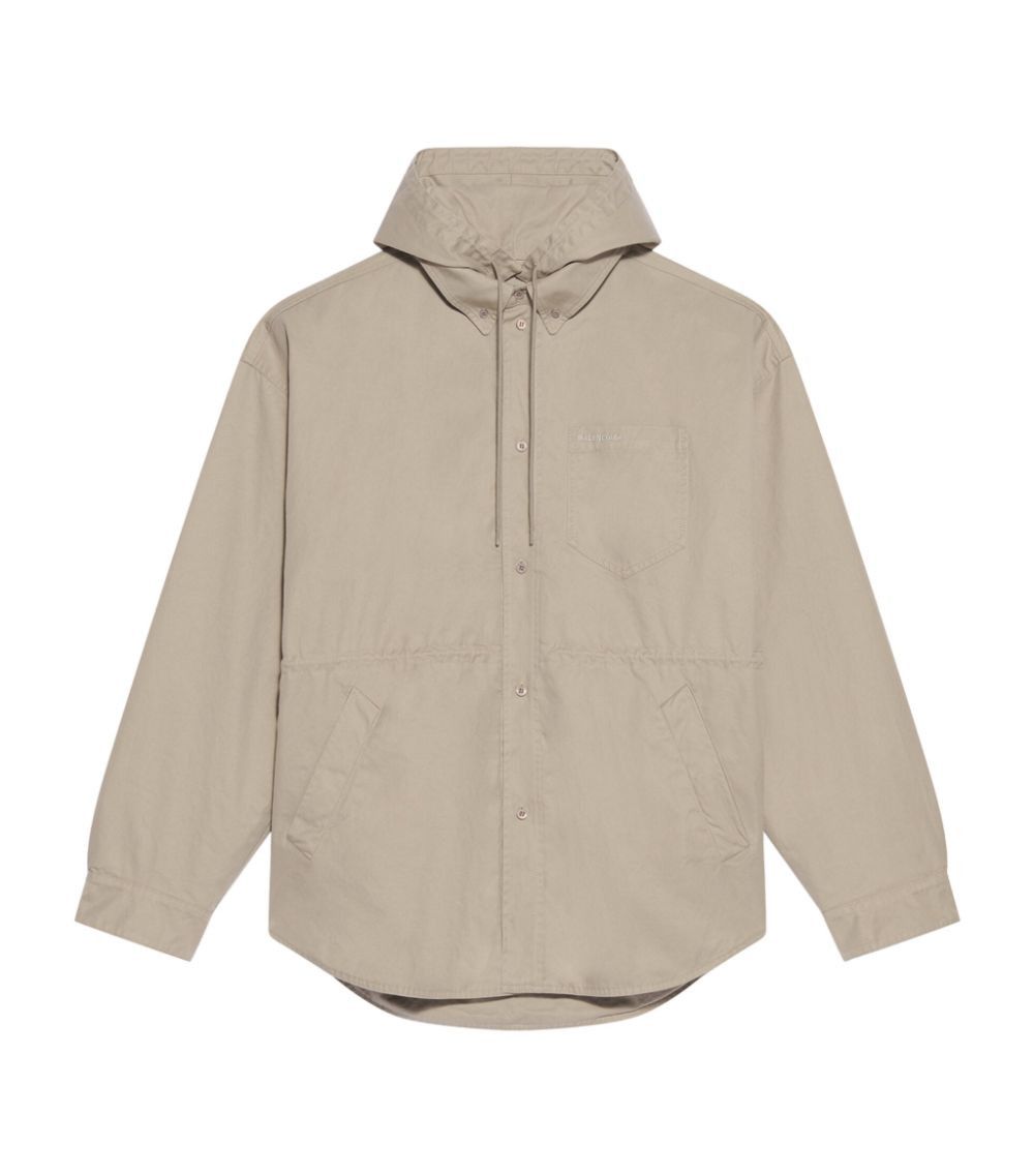 Balenciaga o1mt1gz0924 Hooded Parka Shirt in Beige Size US M / EU 48-50 / 2 - 1 Thumbnail