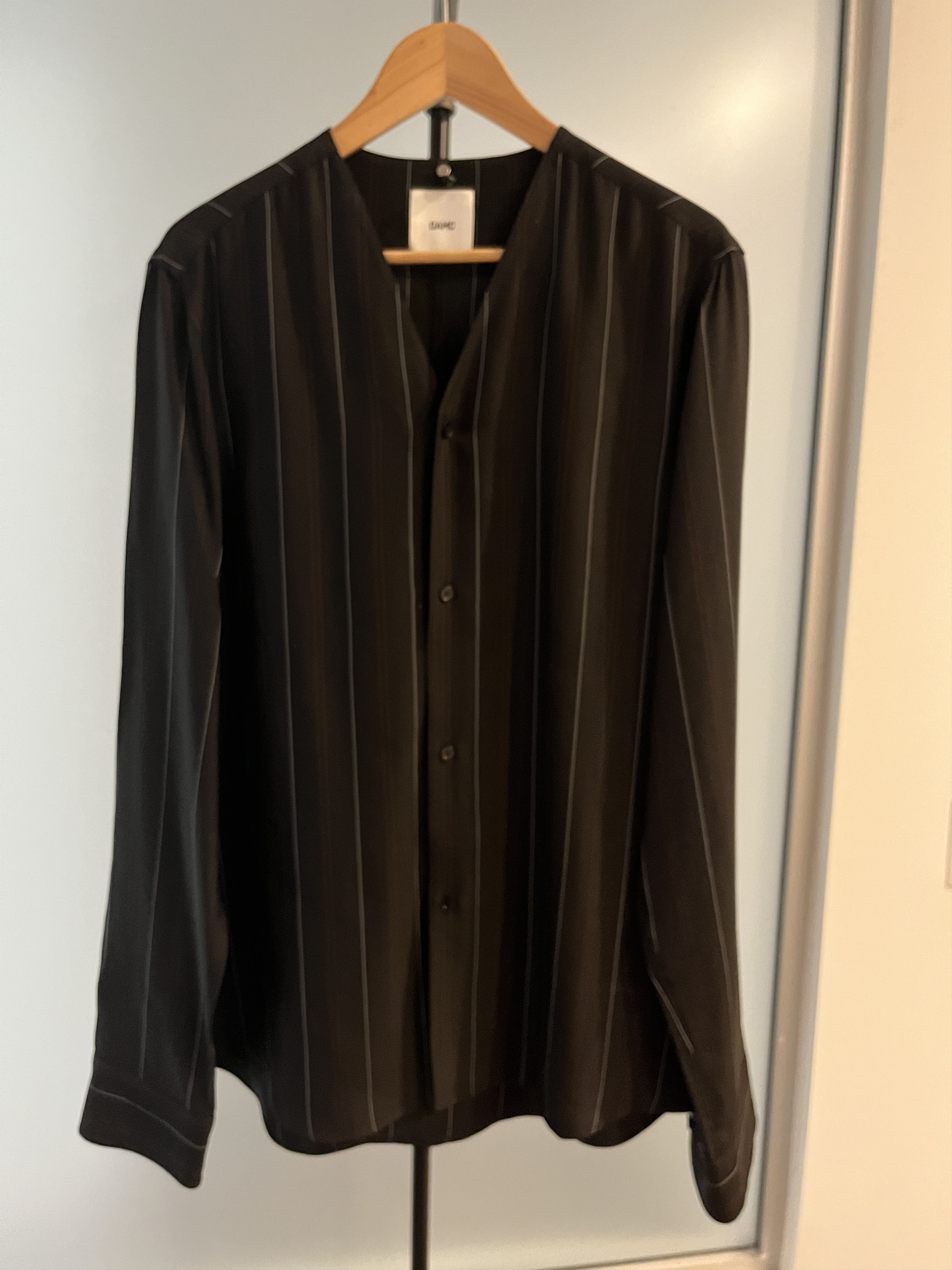 OAMC OAMC Collarless striped viscose shirt Size US M / EU 48-50 / 2 - 2 Thumbnail