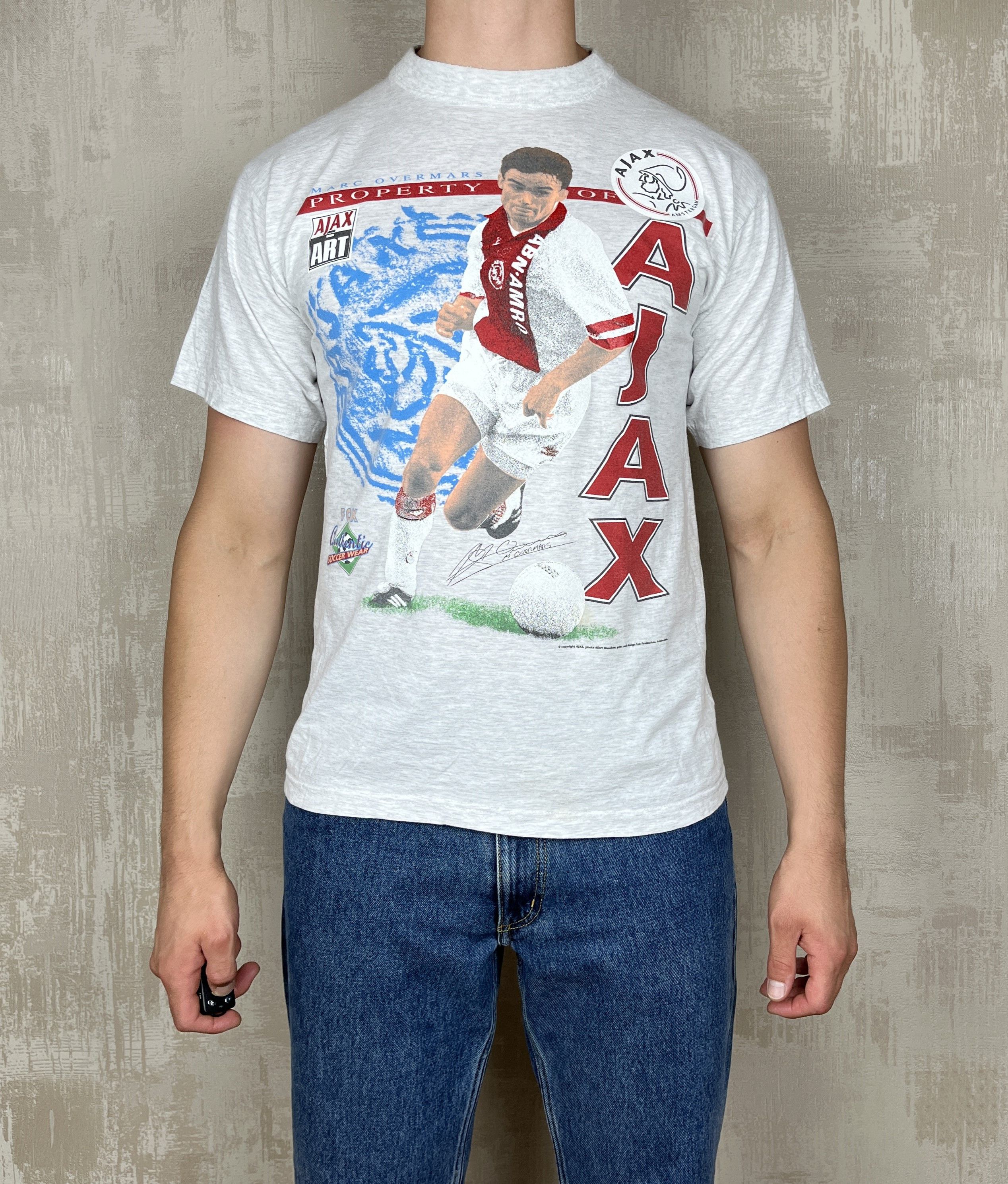 Vintage 90's AJAX Amsterdam Marc Overmars Fox Athletic Vintage Size US M / EU 48-50 / 2 - 2 Thumbnail