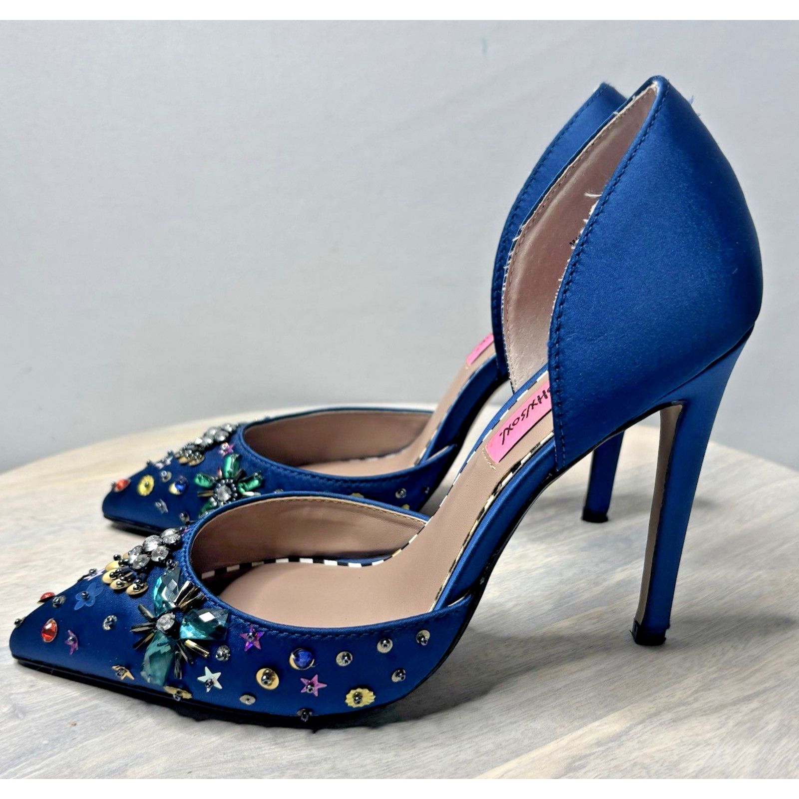 Betsey Johnson Betsey Johnson Mayson Heels Sz 6 Blue Satin Jeweled Pumps Size US 6 / IT 36 - 4 Thumbnail