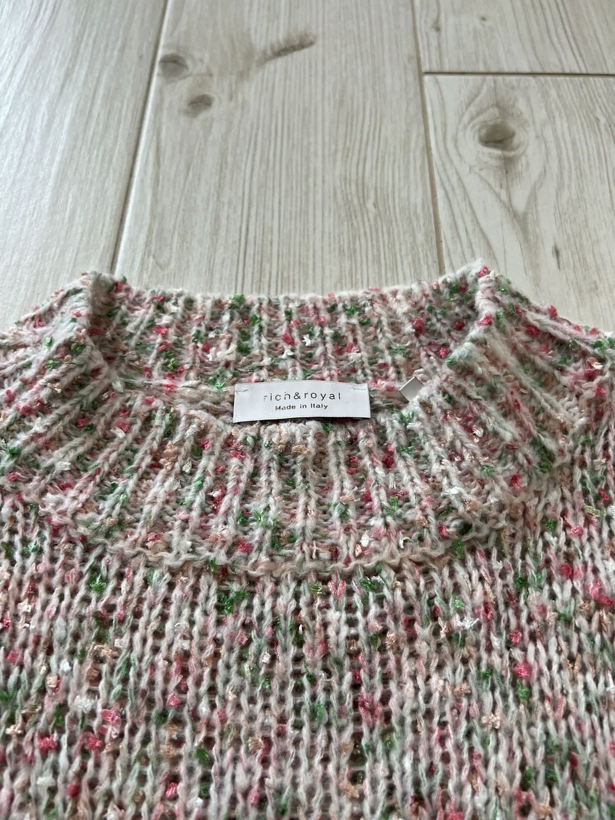 If Six Was Nine Rich Royal Sweater Made in Italy Floral Knit Crew Neck Size M / US 6-8 / IT 42-44 - 17 Thumbnail