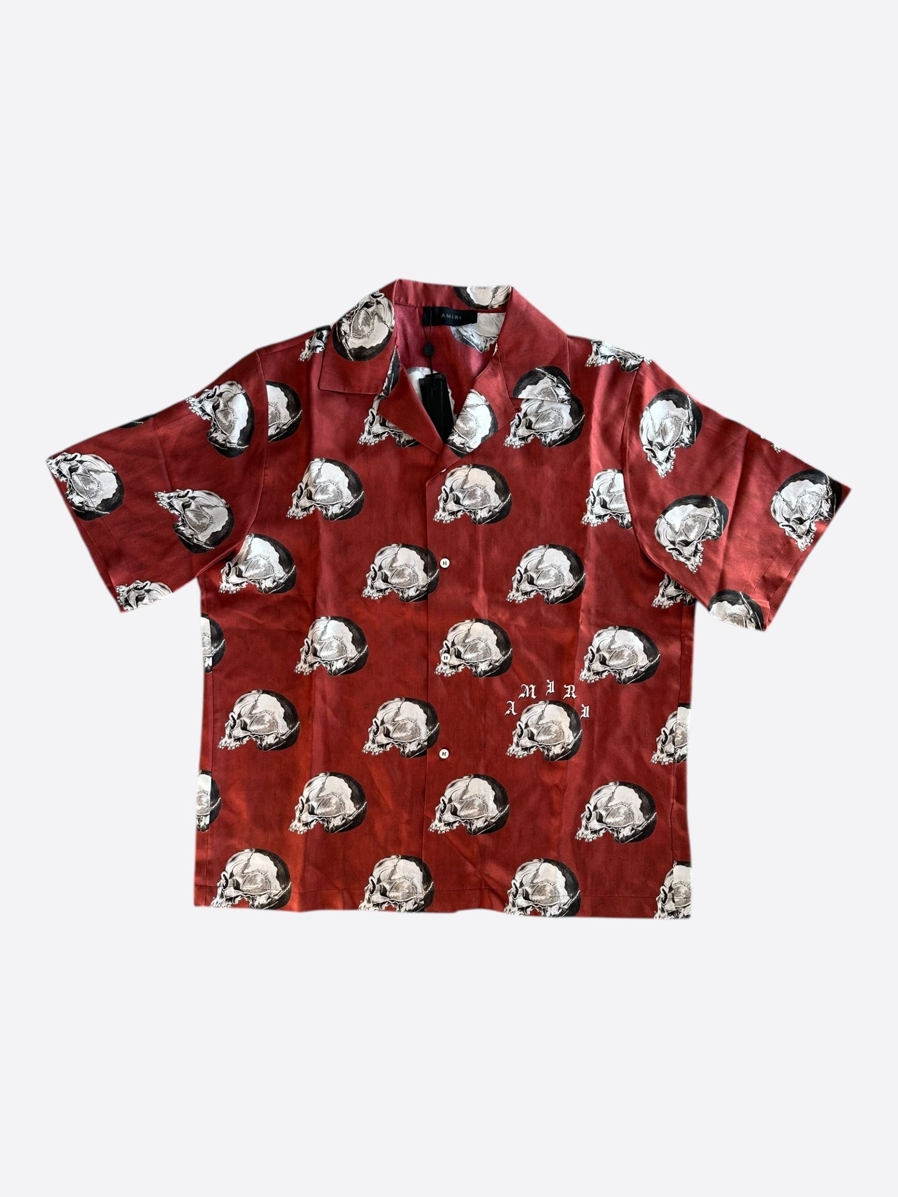 Amiri Amiri Red Skulls Silk Button Up Shirt Size US S / EU 44-46 / 1 - 1 Thumbnail