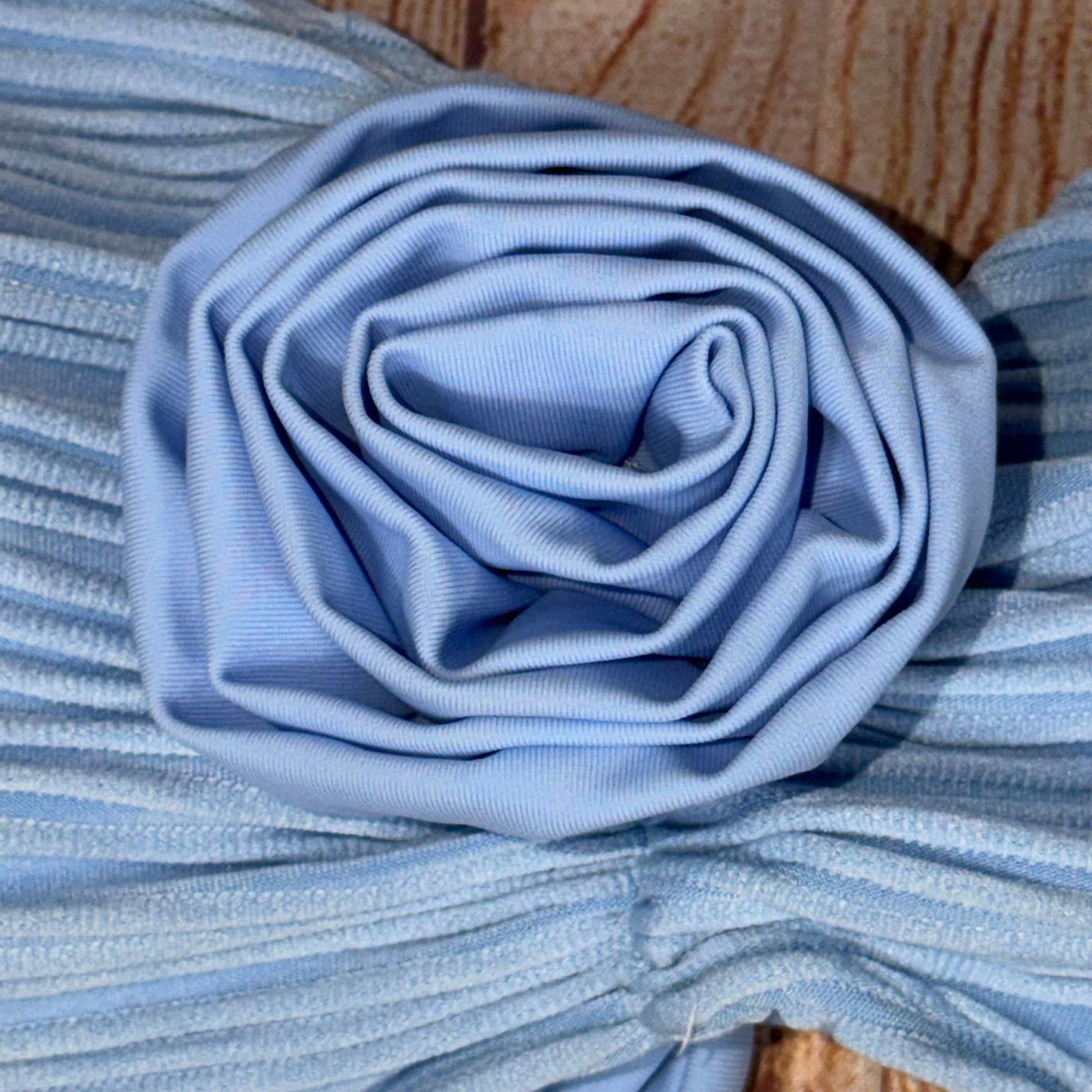 Other Light Blue Textured Bandeau Large Bikini Set NWOT Size ONE SIZE - 5 Thumbnail