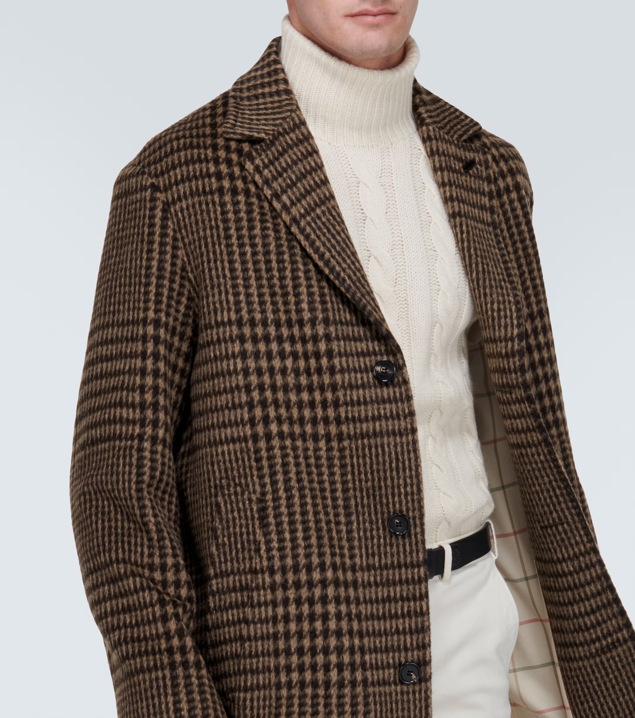 Loro Piana o1w1db10824 Gibson Check Cashmere Coat in Brown/Black Size US L / EU 52-54 / 3 - 5 Thumbnail