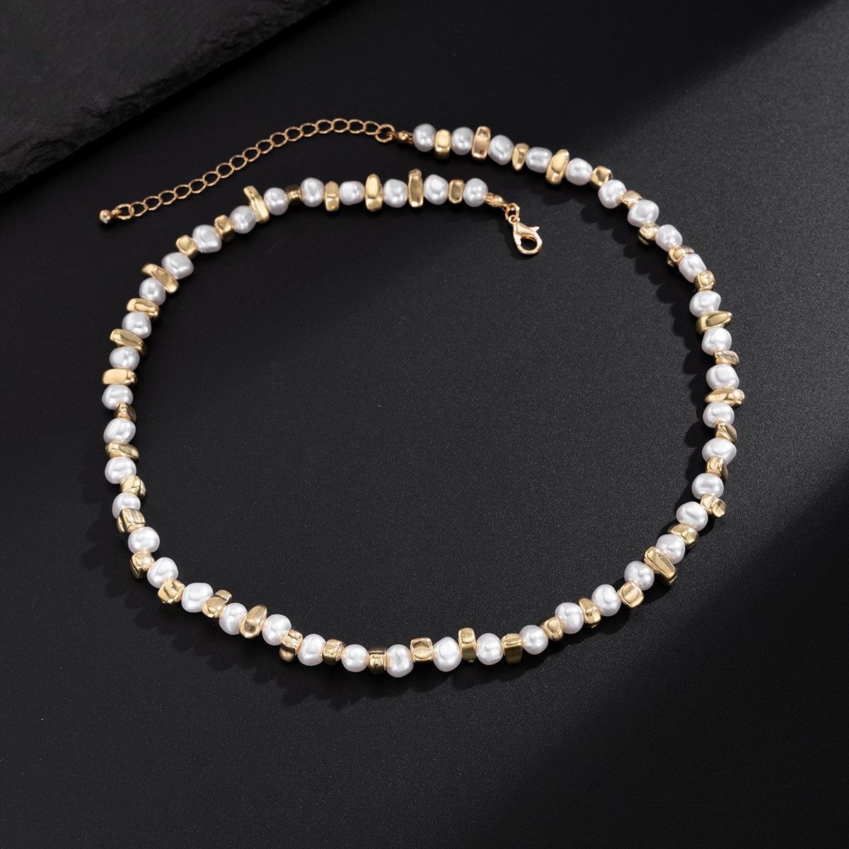 Vintage Casual Geometric Pearl Beaded Necklace Size ONE SIZE - 4 Thumbnail