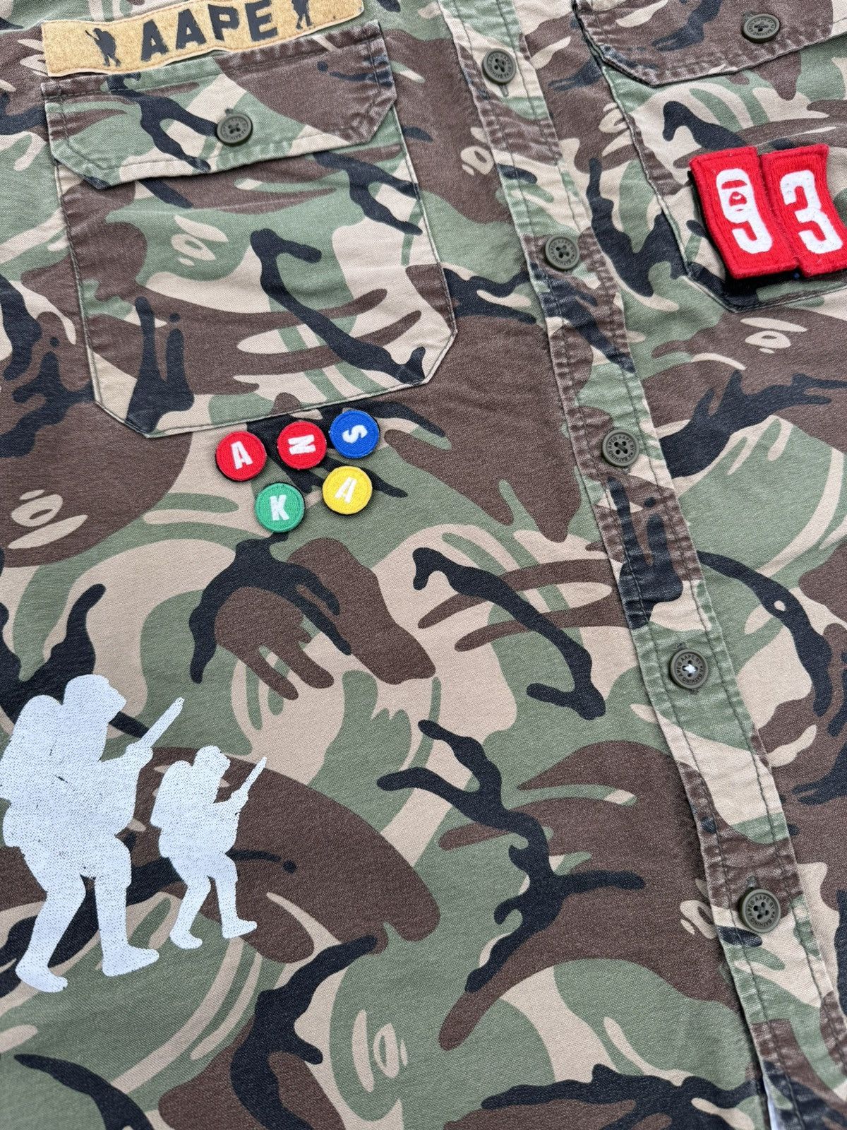 Aape A Bathing Ape Foot Soldier Patch Camo Button Up Shirt Size US L / EU 52-54 / 3 - 4 Thumbnail