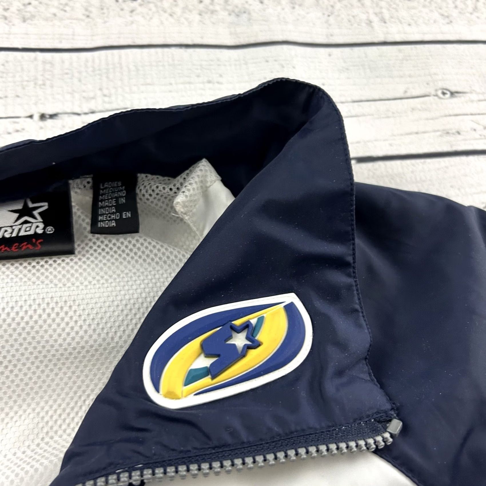 Starter VINTAGE Starter Full Zip Lined Track Jacket Women's M White Blue Yellow Shirt Track Jacket Womens M White Blue Yellow Size M / US 6-8 / IT 42-44 - 3 Thumbnail
